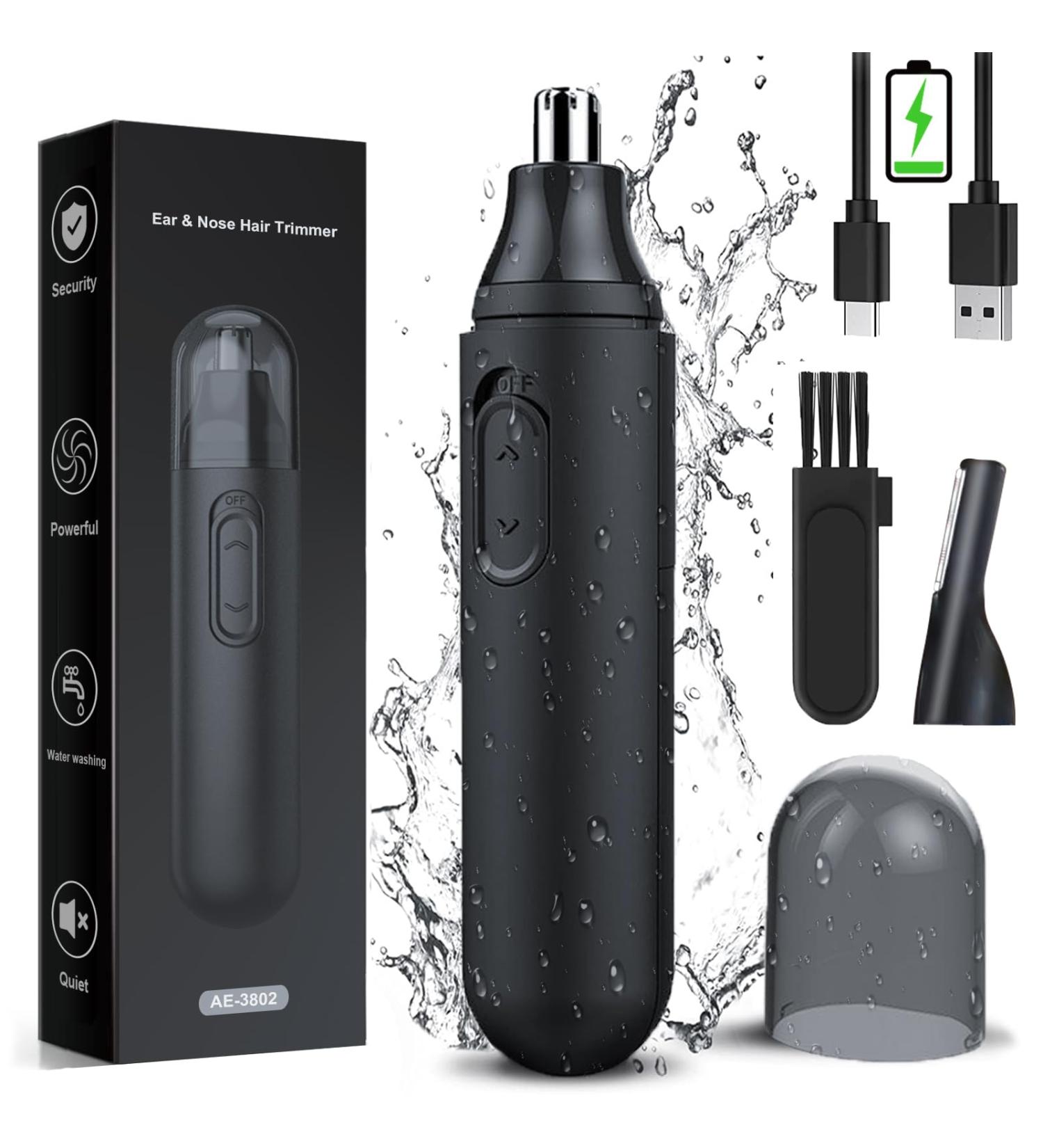 DiktoYou Rechargeable 2-in-1 Ear and Nose Hair Trimmer - Painless Grooming Tool for Men and Women - USB Electric, IPX7 Waterproof - Grey - Buy Online on GoSupps.com