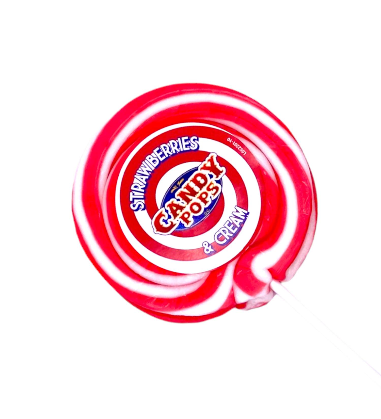 Strawberries Cream Strawberry XL Large Wheel Lollies - Swirl Lollipops - Party Favour - Sweets - Rock Candy 75g 4 Inch Diameter 9 Inch Length (X 1) - Buy Online on GoSupps.com