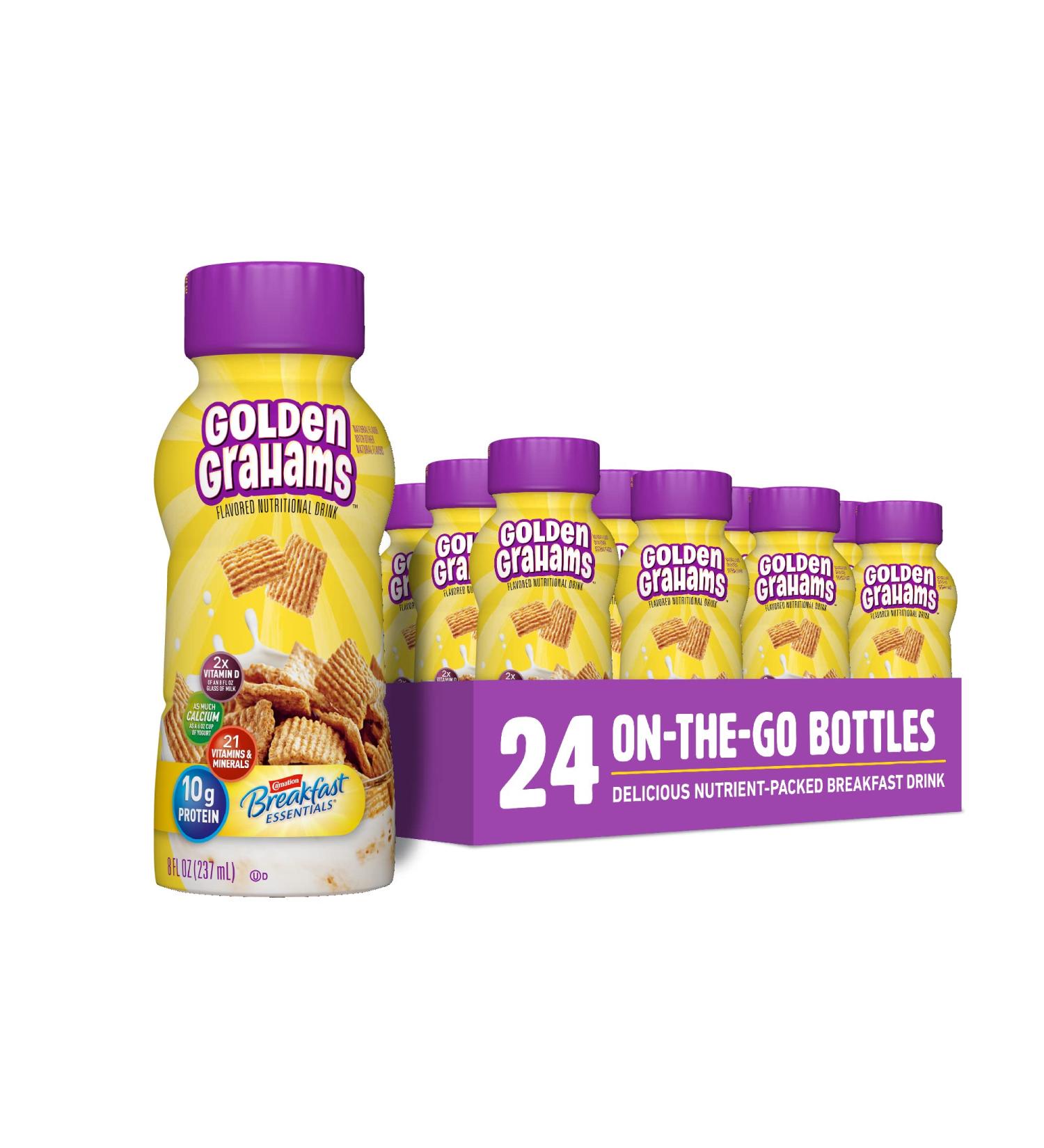 Carnation Breakfast Essentials Flavored Nutritional Drink Golden Grahams 8 FL OZ Bottle (Pack of 24) - Buy Online on GoSupps.com