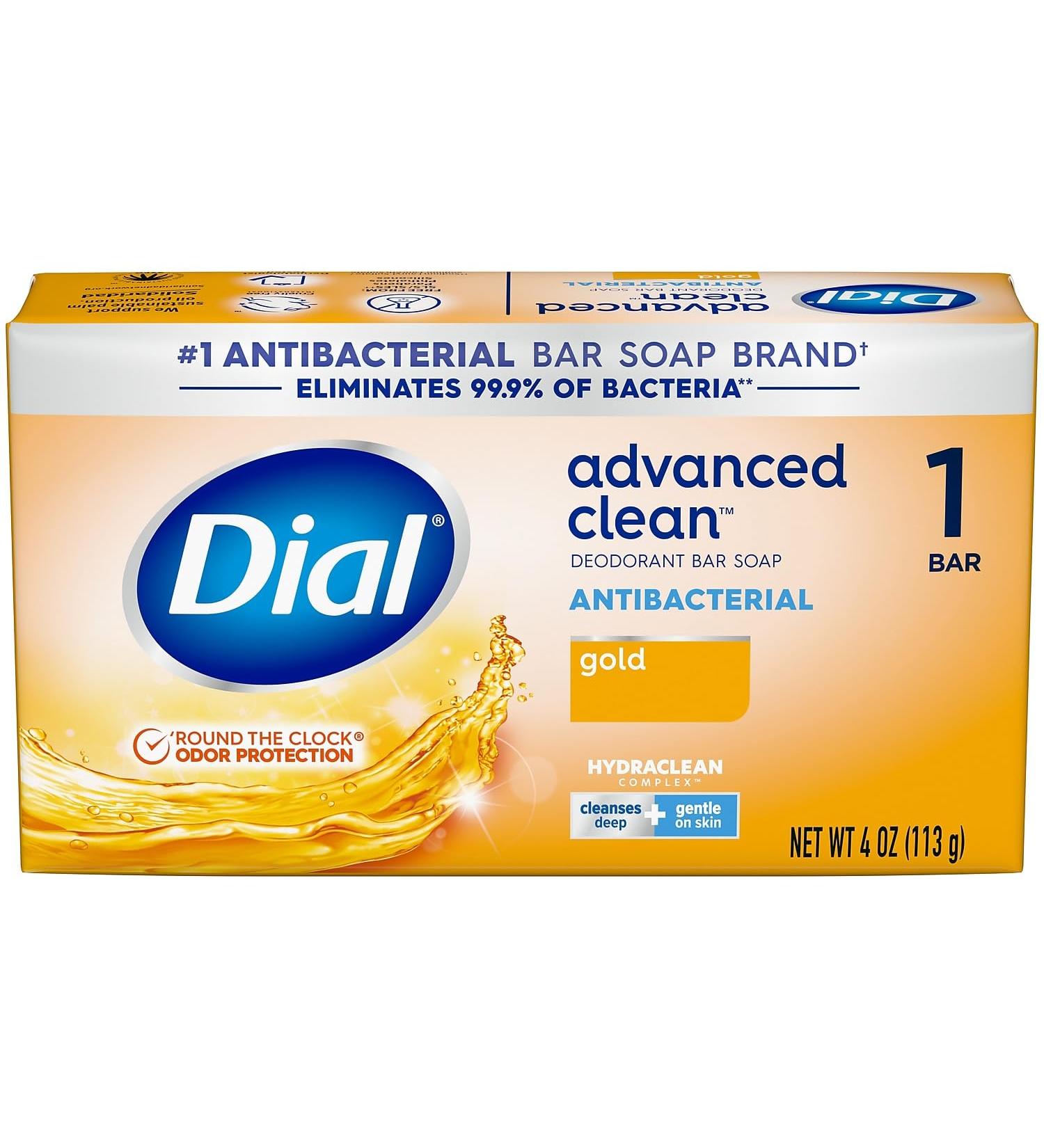 Dial Advanced Clean Antibacterial Deodorant Bar Soap - Gold Scent 4 Oz 36 Bars | International Shipping Available - Buy Online on GoSupps.com