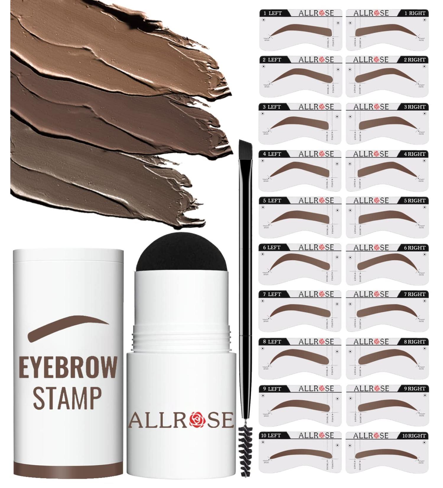 ALLROSE Eyebrow Stamp Stencil Kit - 20 Easy-to-Use Brow Stencils for Perfect, Waterproof Brows - Buy Online on GoSupps.com