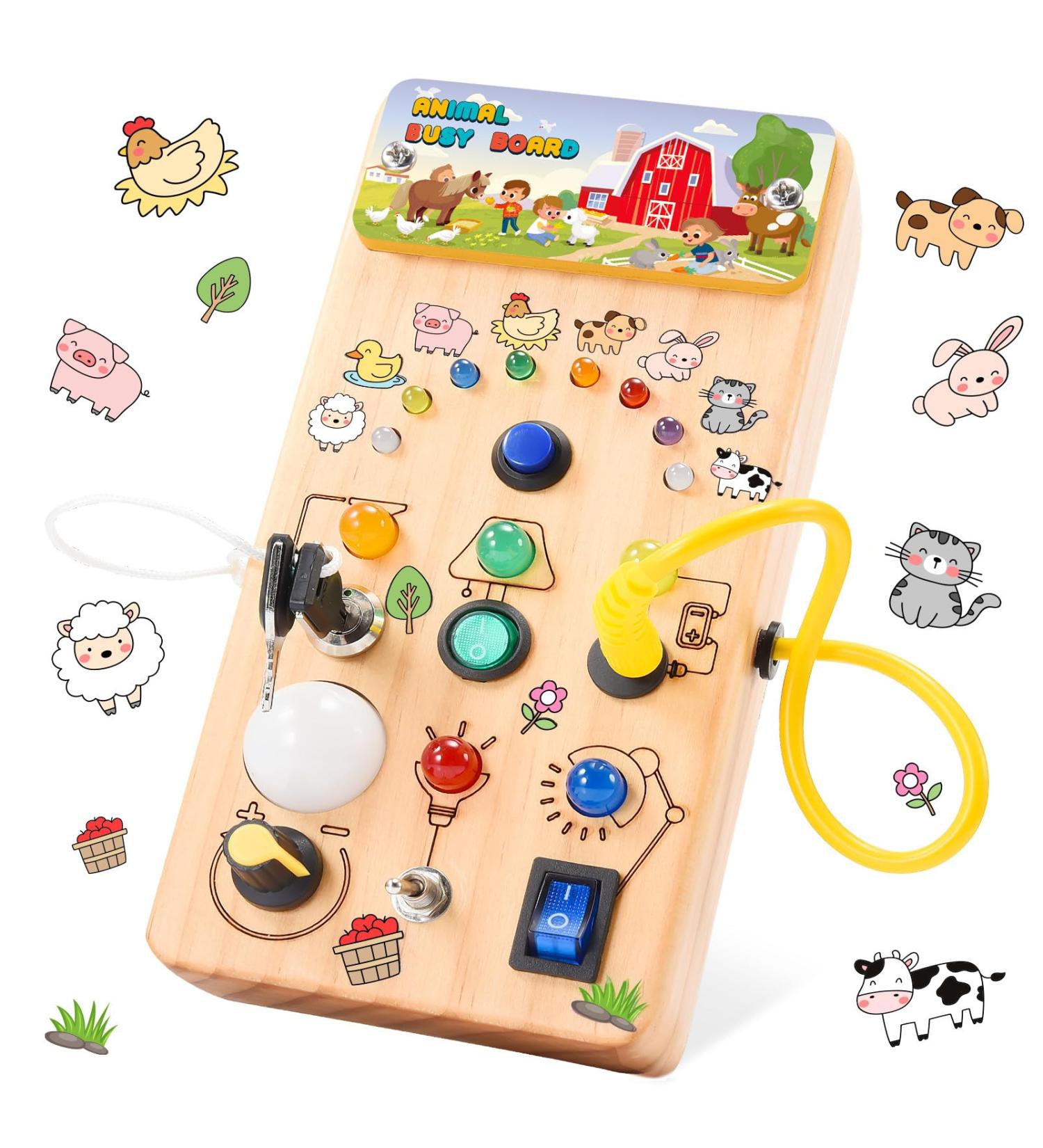 Shop Happygolucky Montessori Toys for 1-3 Years | Educational & Fun Wooden Busy Boards Leather Light Switch Toys & Gift Ideas for Babies & Toddlers - Buy Online on GoSupps.com