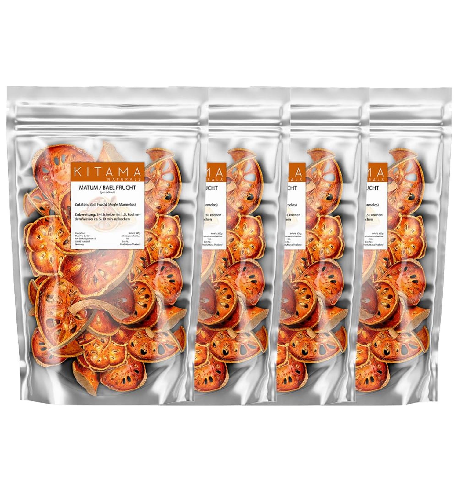  Kitama Thai Matum Thai - Bengali Quince Bael - Thai wellness tea - For relaxation and unwinding (4 x 300g) - Buy Online on GoSupps.com