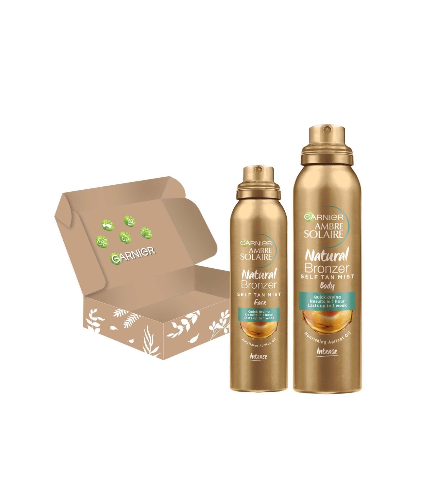 Garnier Self-Tan Face and Body Duo Natural Streak-Free Tan With Nourishing Apricot Oil and Buildable Ultra Fine Mist Vegan Formula Ambre Solaire 2 Pieces - Buy Online on GoSupps.com