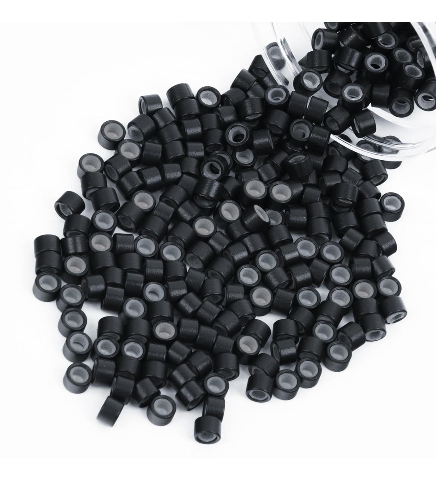 Vlasy 200 Pcs Silicone Micro Rings for I Tip Hair Extensions 4mm Micro Nano Beads Micro Links Hair Beads (Black) Micro-4mm-200Pcs Black - Buy Online on GoSupps.com
