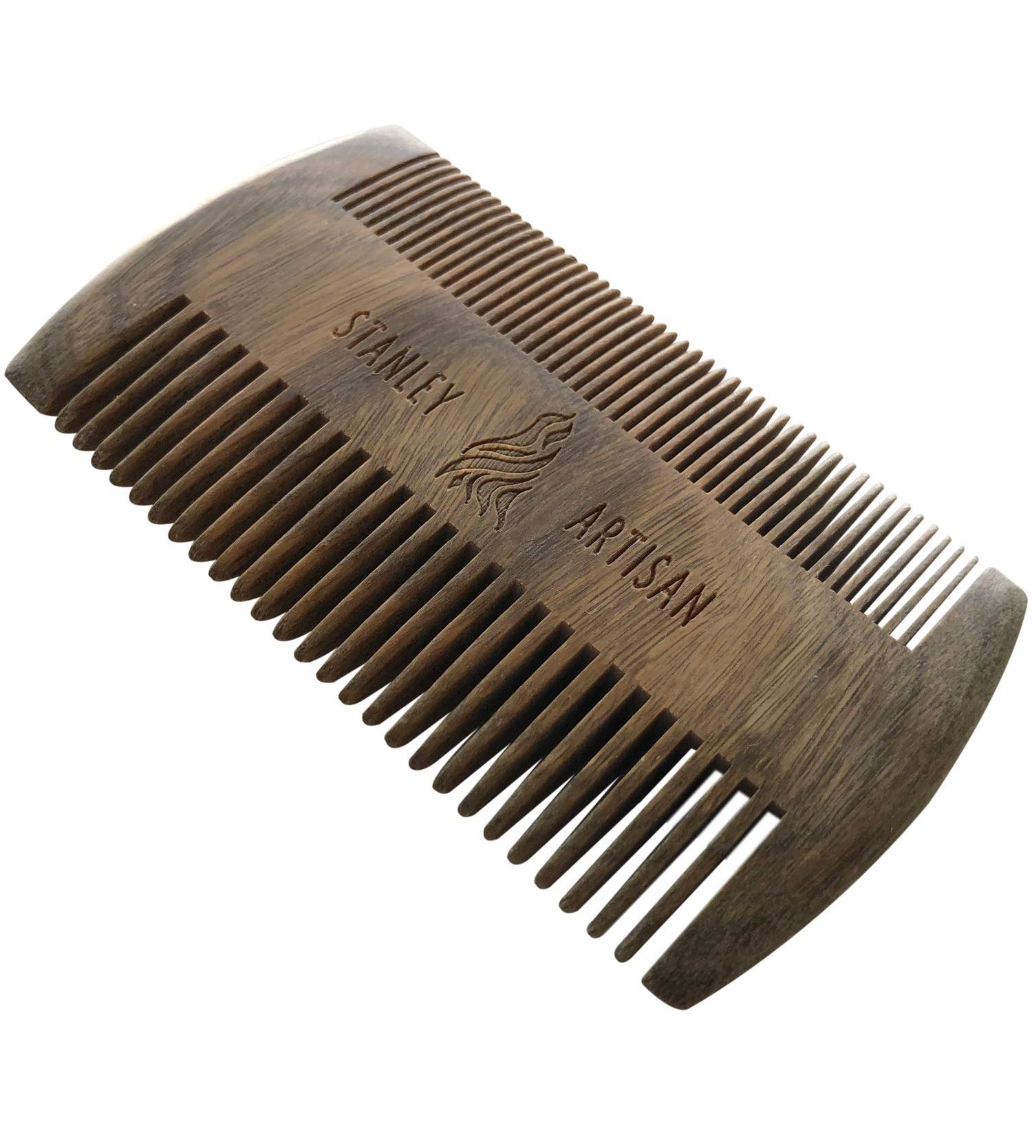 Beard Comb - Handmade Natural Sandalwood Fine and Medium-Toothed Beard Comb by Stanley Artisan - Buy Online on GoSupps.com