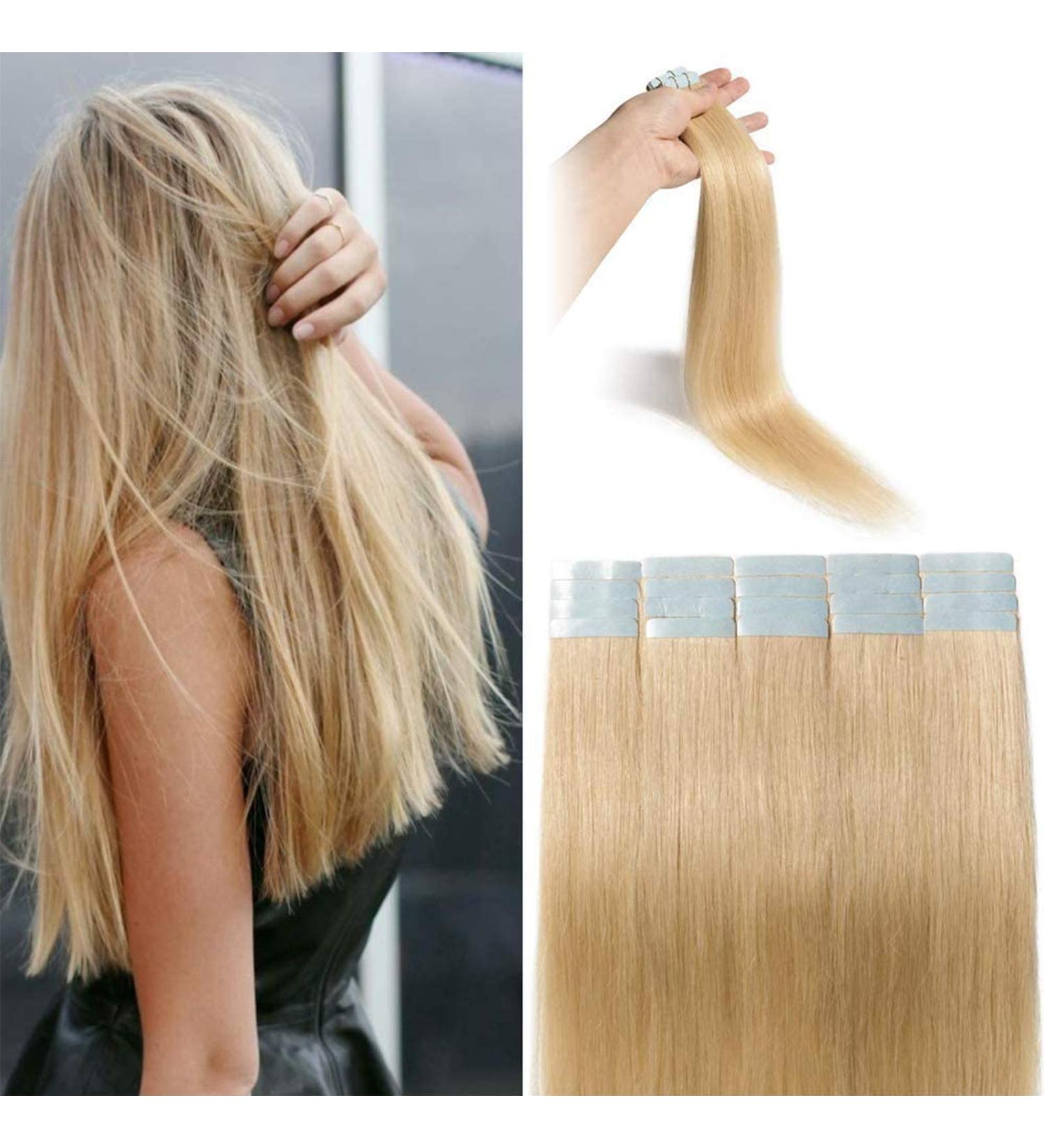 Buy Silk-Co Tape Extensions | 30cm Remy Real Hair | 20 Tresses x 4cm | #613 Bleached Blonde | International Shipping - Buy Online on GoSupps.com