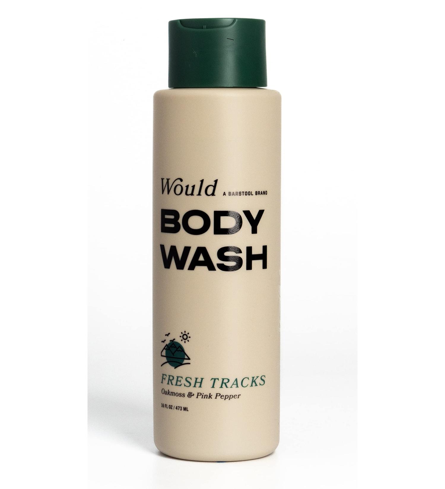 WOULD Fresh Tracks Men's Body Wash (16 oz) - Hydrating Soap for Dry Skin - Moisturizing Cleansing Skincare | Barstool Sports Brand - Woody Oakmoss & Floral Pink Pepper - Buy Online on GoSupps.com