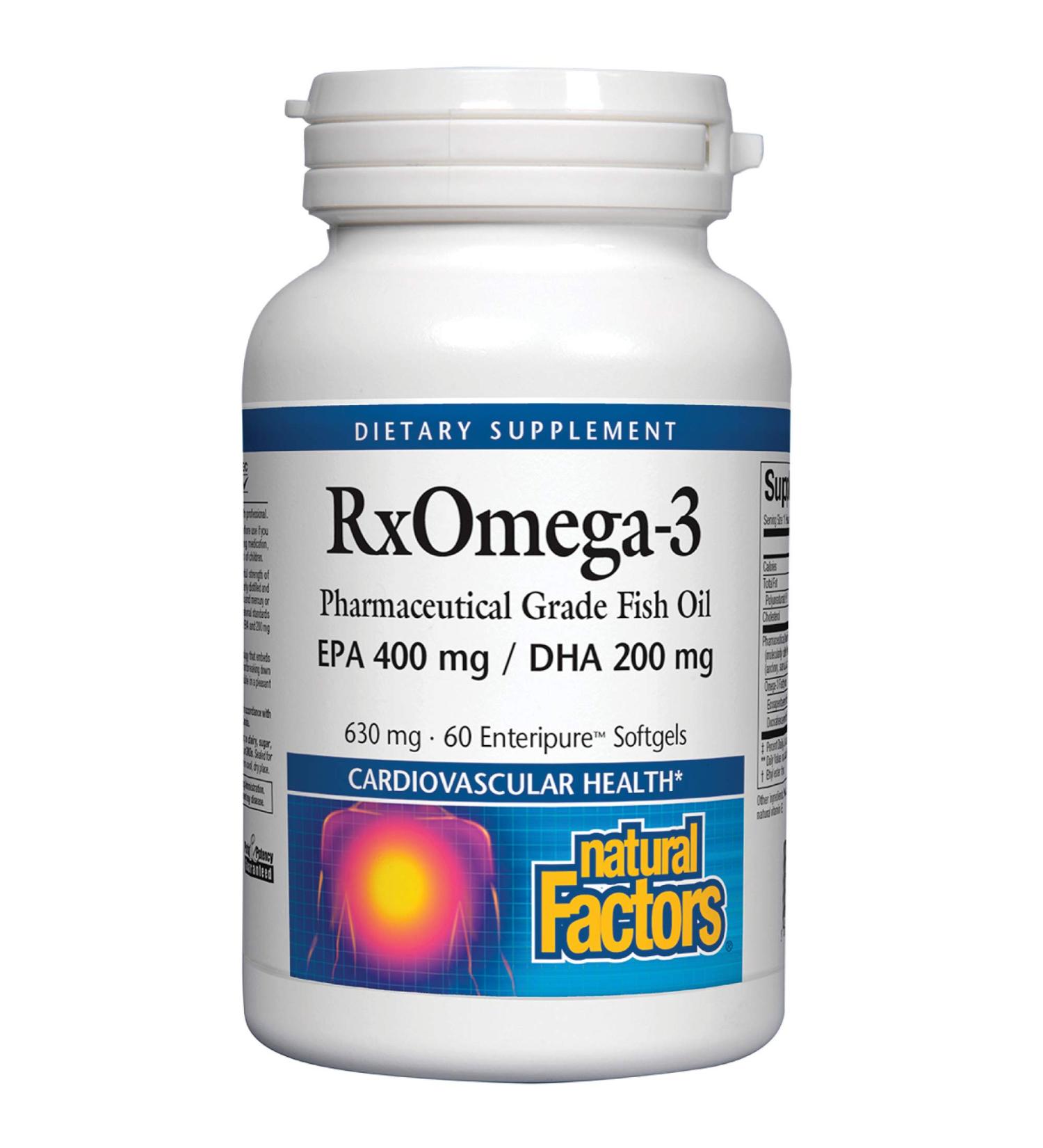 Buy RxOmega-3 630 mg - Natural Factors Enteric Coated Softgels, 60 ct - Buy Online on GoSupps.com