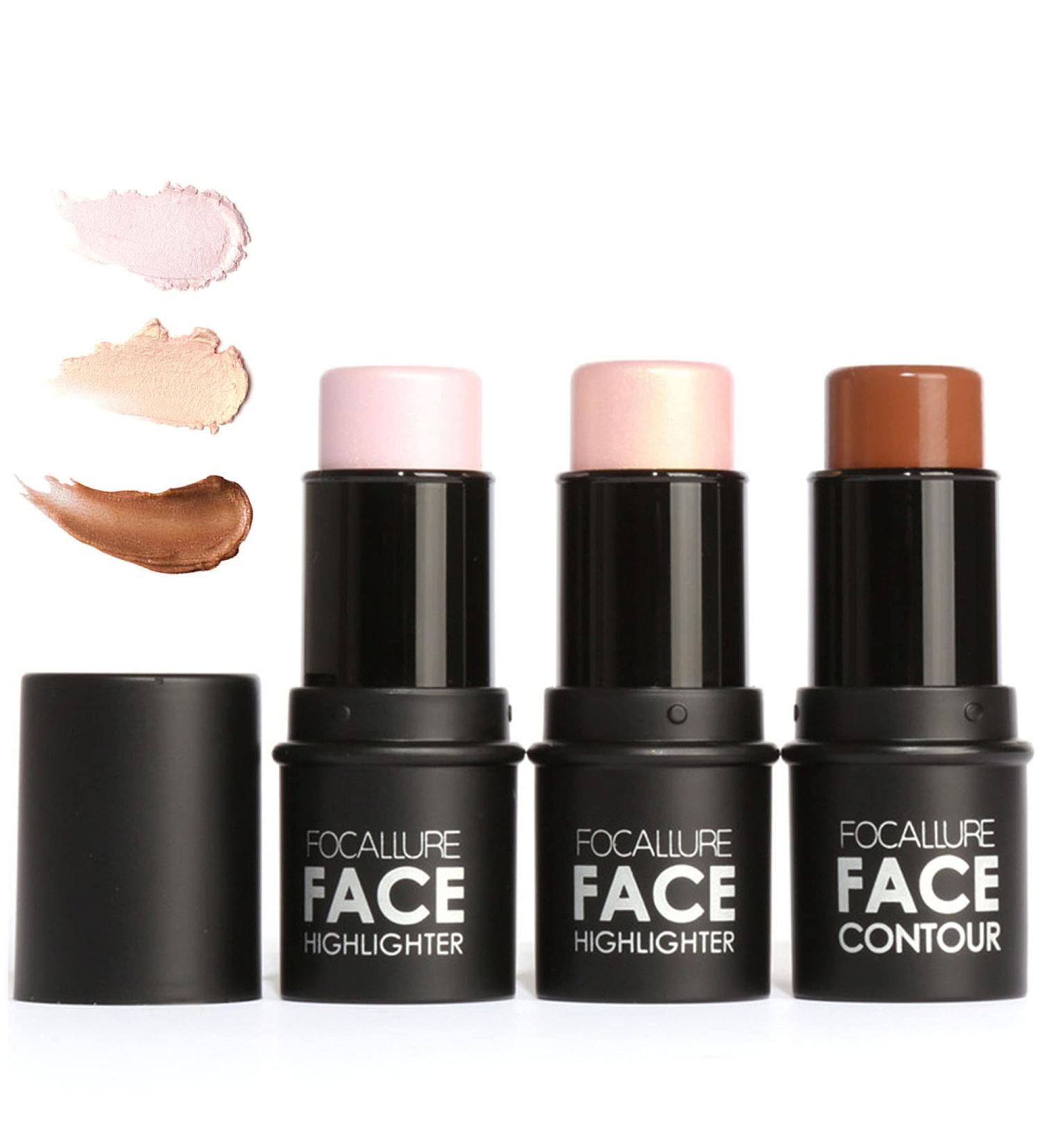 3-Piece Contour Stick Set - Highlighter, Bronzer, Concealer Cream for Long-Lasting 3D Shimmer Contouring - Buy Online on GoSupps.com