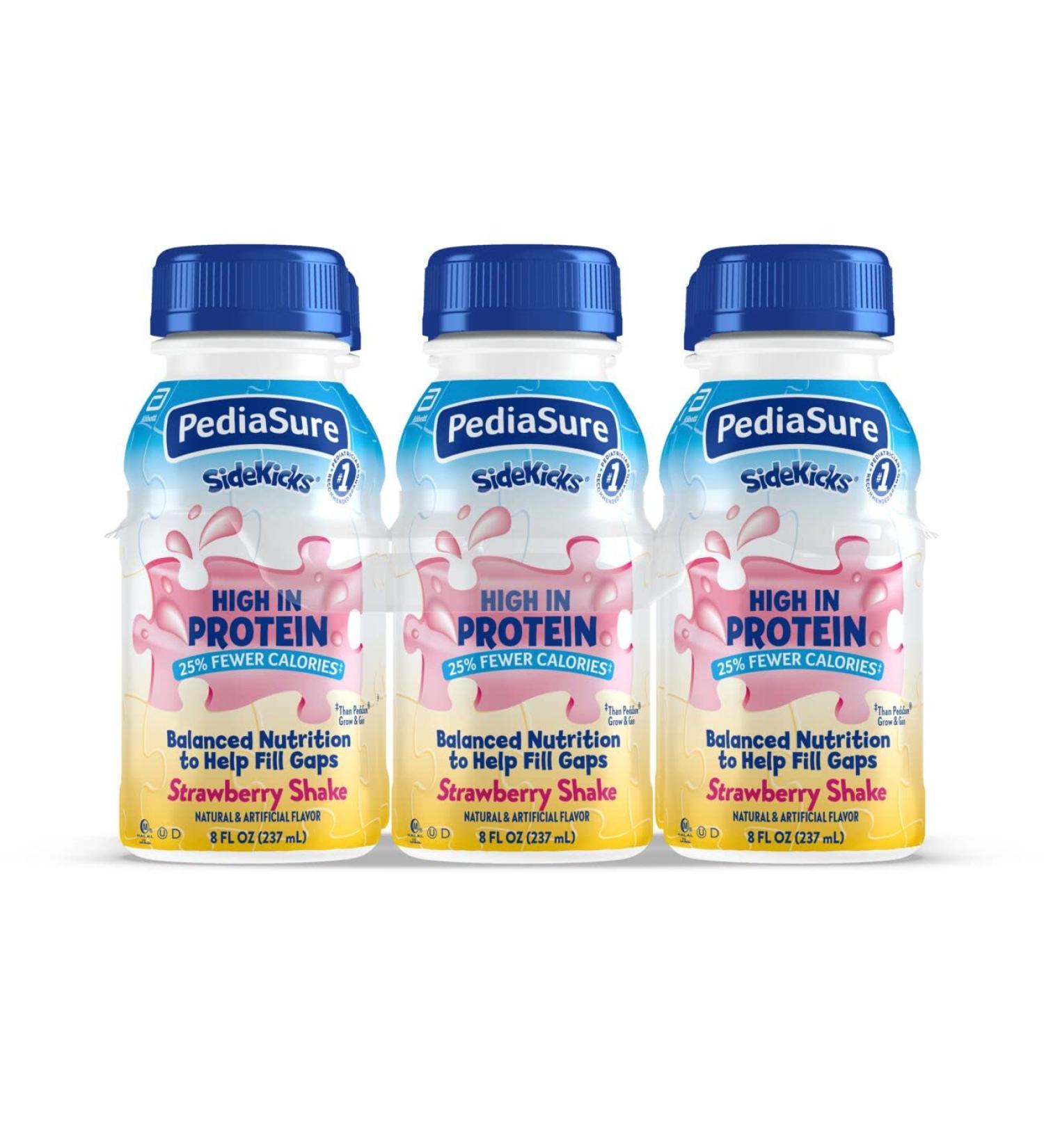PediaSure SideKicks Kids Protein Shake, Strawberry - 6 Pack, 8 fl oz Each - Key Nutrients for Growth & Nutrient Gaps - Buy Online on GoSupps.com