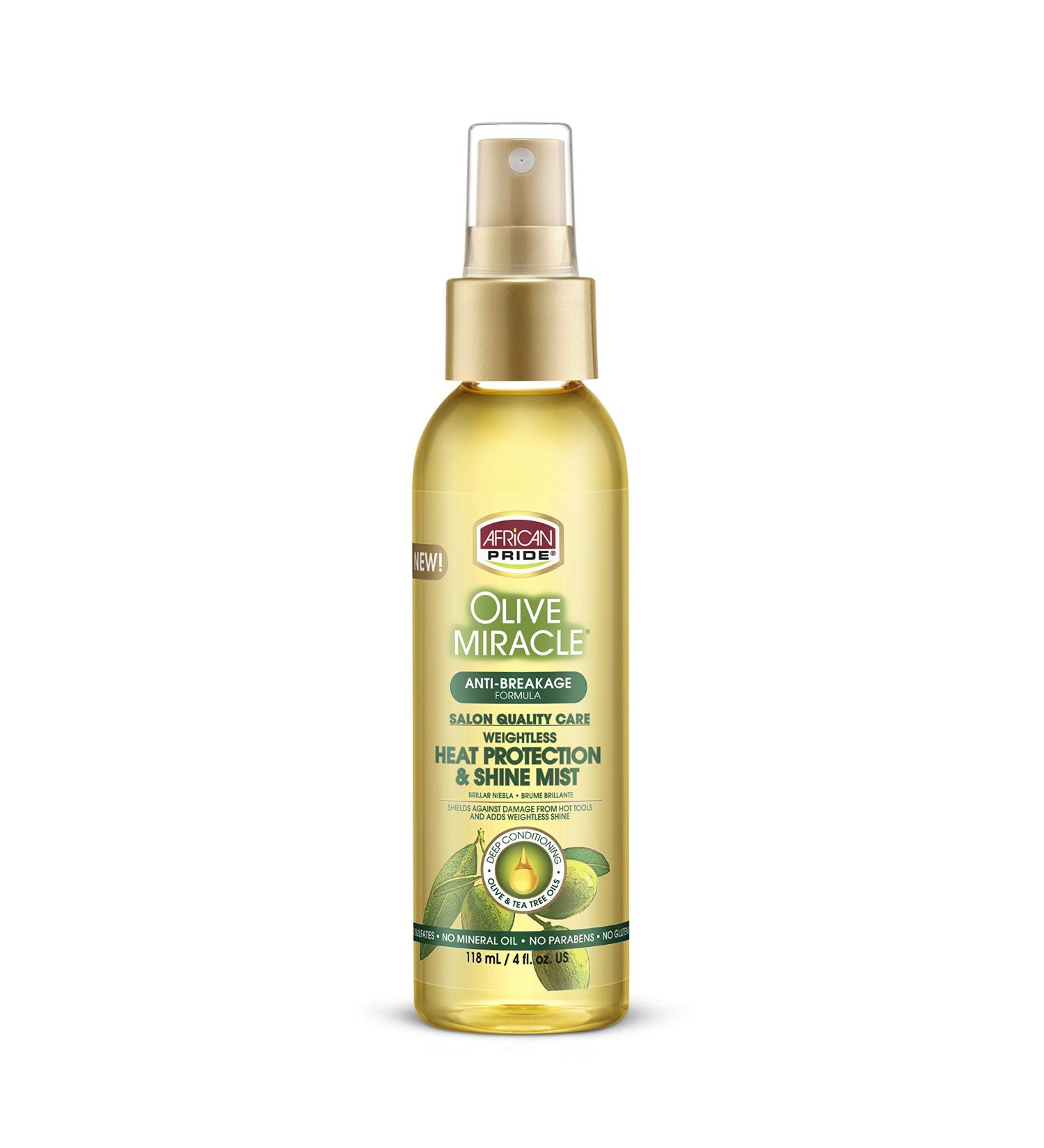 African Pride Olive Miracle Weightless Heat Protection & Hair Shine Mist Fights Humidity & Shields Against Heat Damage Enriched with Olive & Tea Tree Oils 4 oz - Buy Online on GoSupps.com