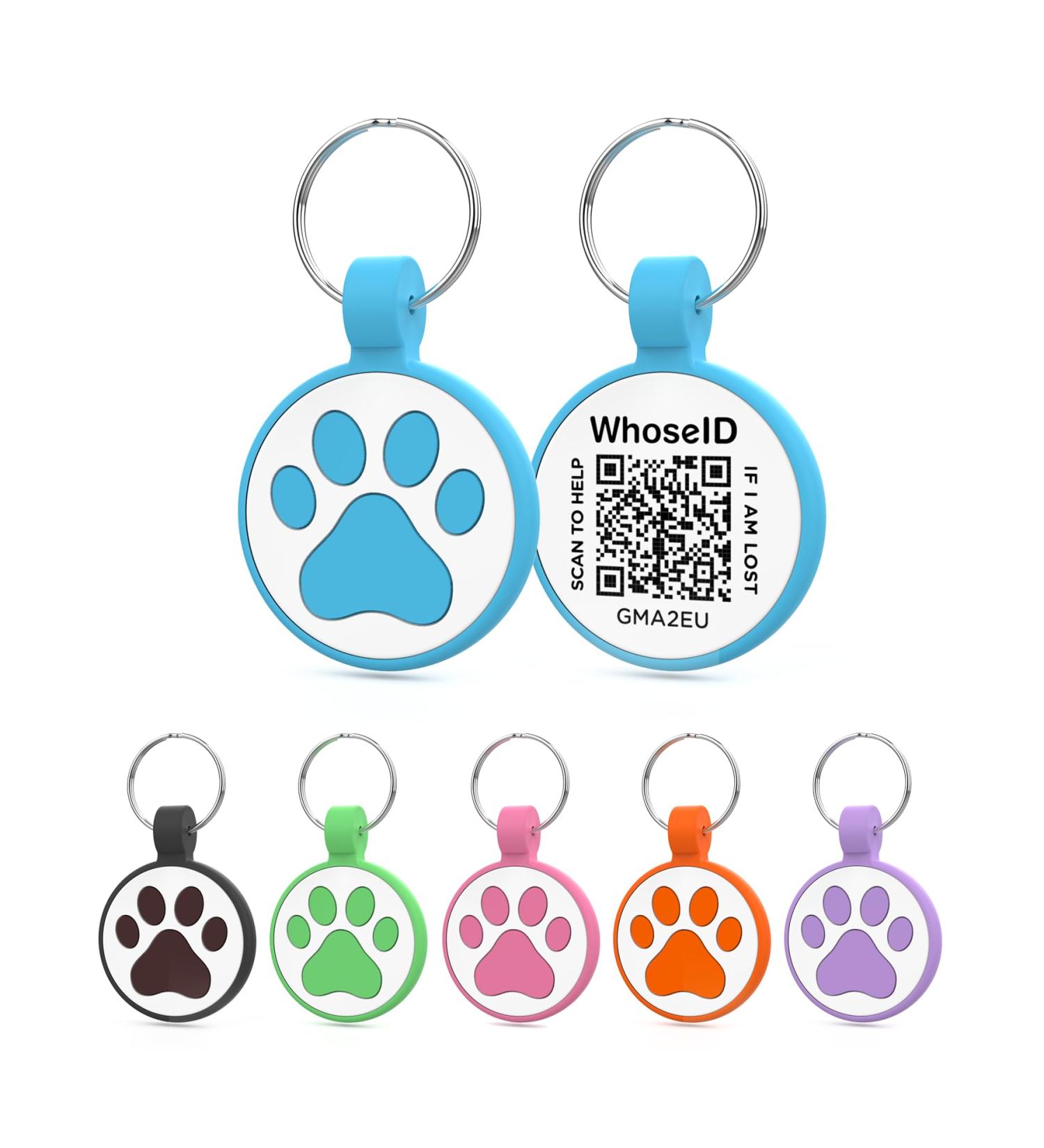 Whoseid QR Code Cat ID Tag - Changeable Pet Profile Emergency Contacts Quiet Silicone for Small Breeds - 2.5 cm Blue - Buy Online on GoSupps.com