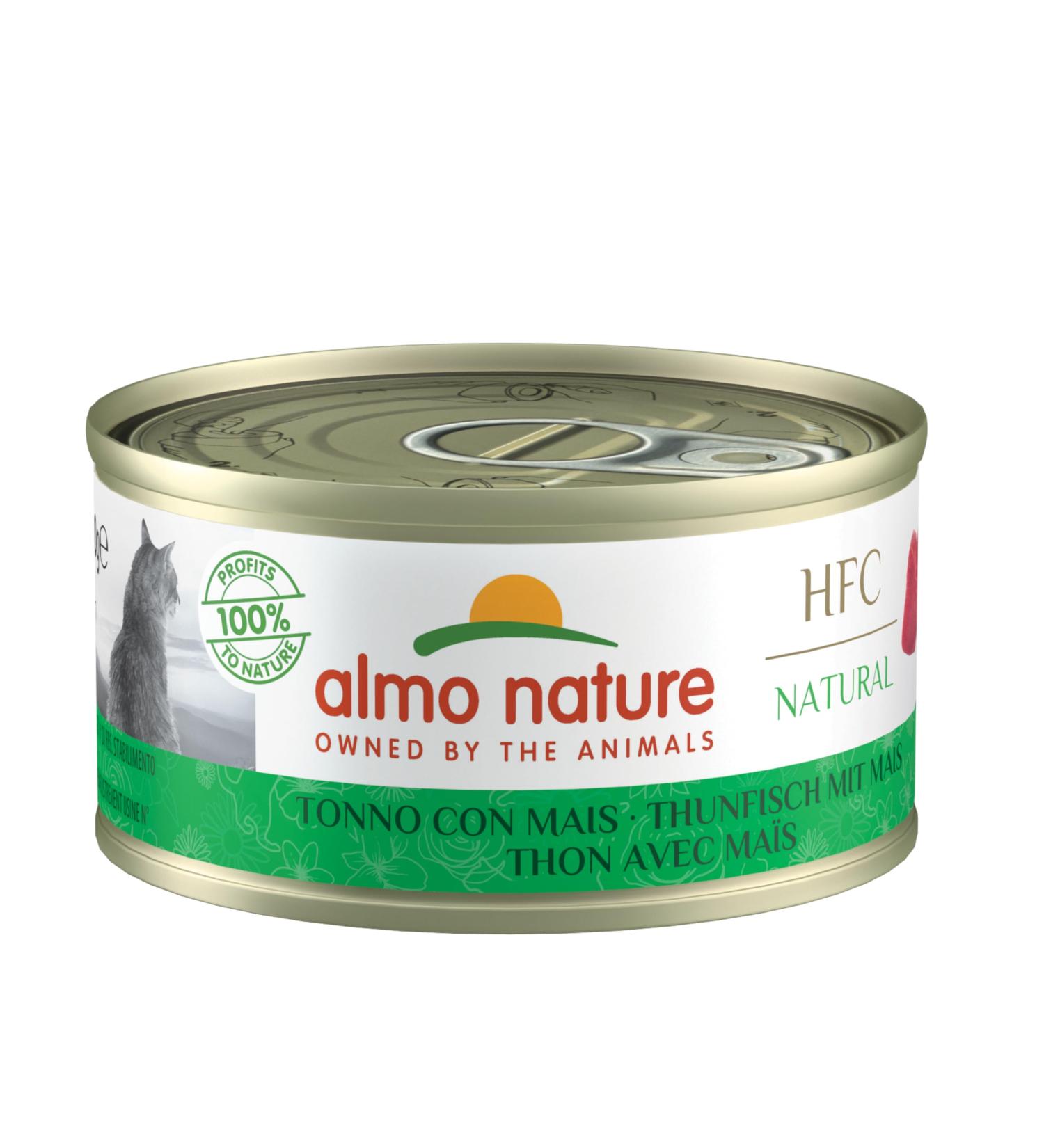Almo Nature HFC Natural Wet Cat Food - Tuna with Corn 24 Pack (70g x 24) - Premium Quality Cat Food for Healthy Cats - Buy Online on GoSupps.com