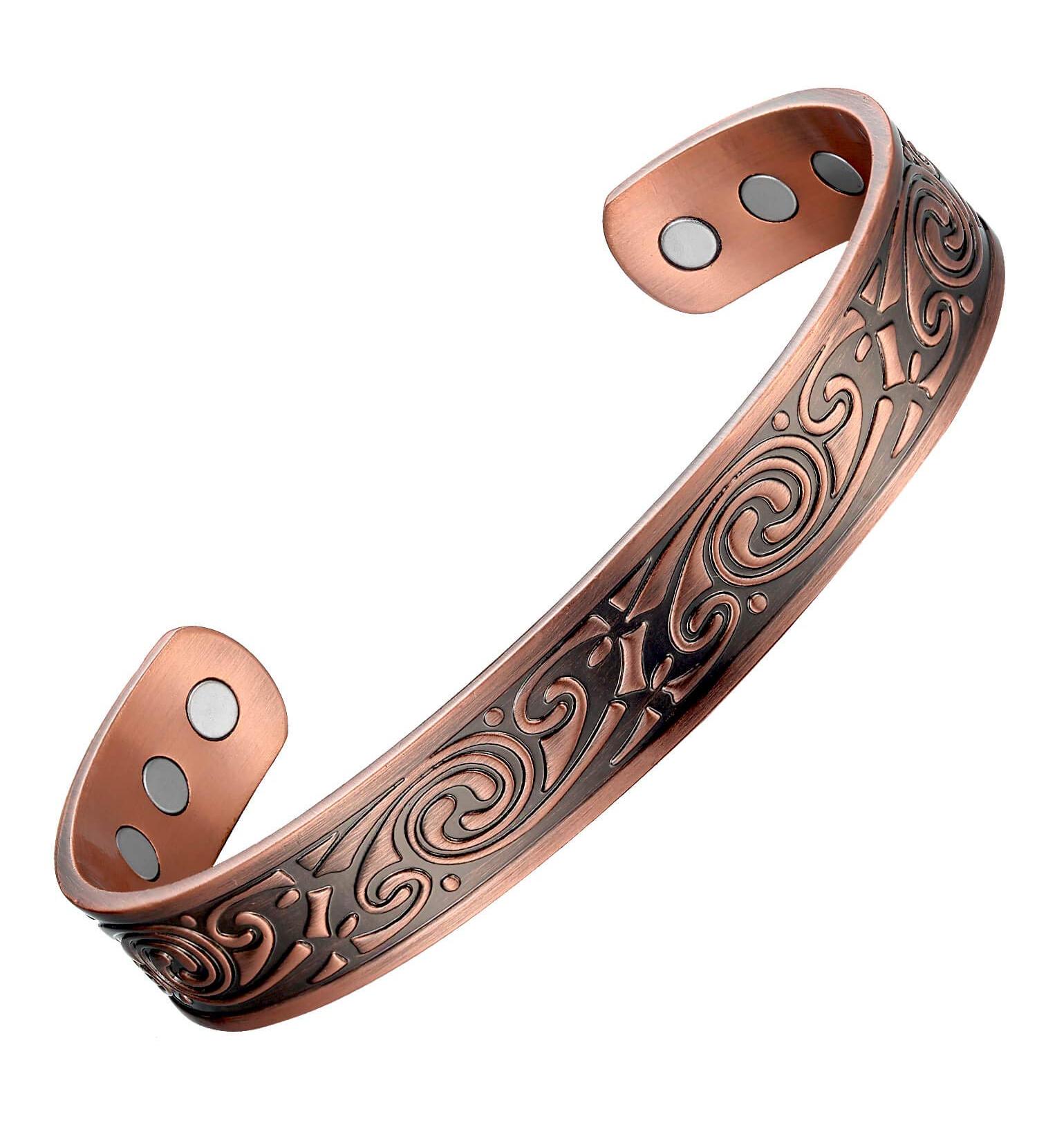 Mens Viking Pattern 99.9% Pure Copper Magnetic Bracelet - 6.7inches with 6 Magnets for Joint Pain Relief & Arthritis, RSI, Carpal Tunnel - Copper Bracelet for Men - Buy Online on GoSupps.com