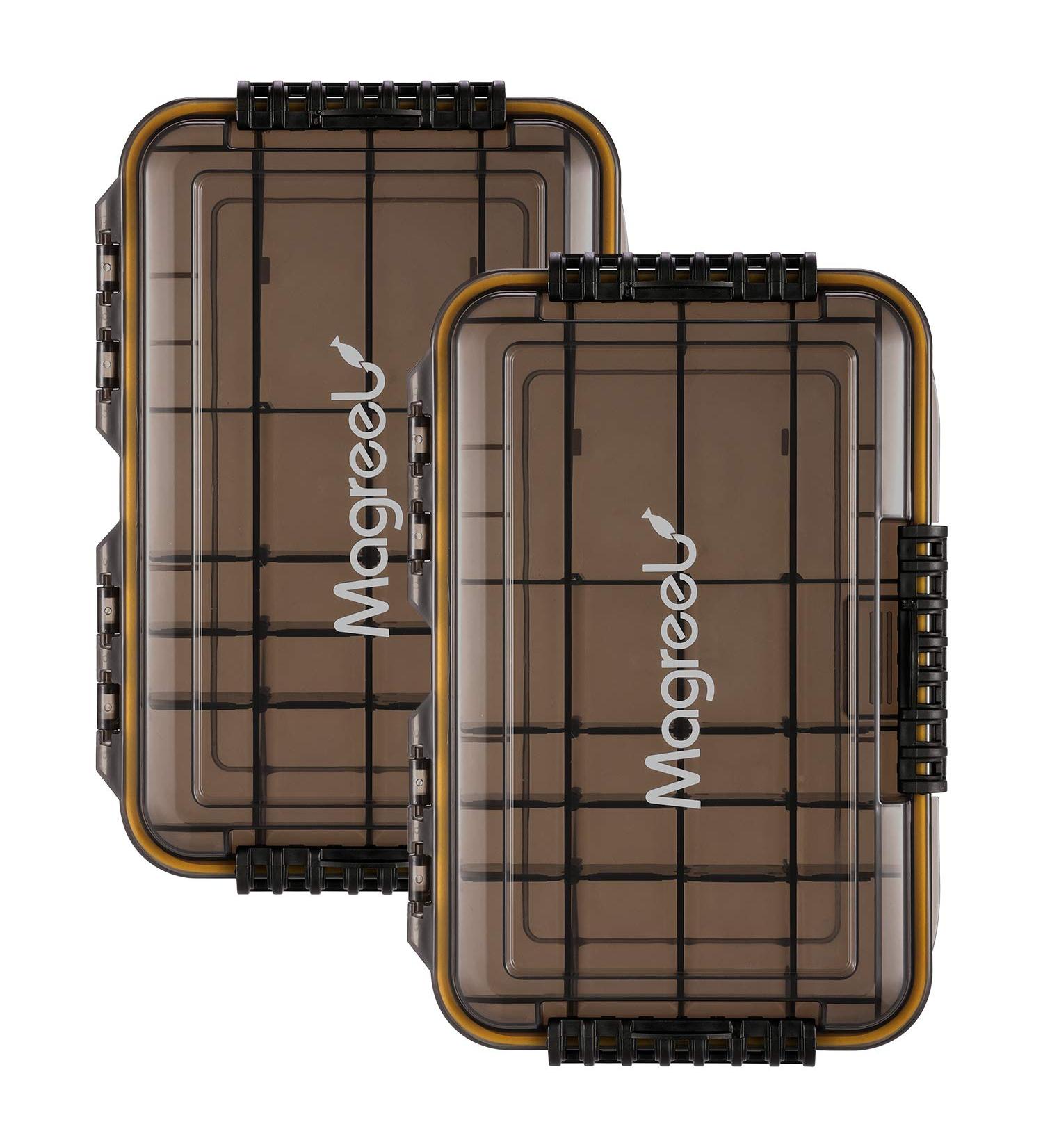 Waterproof Fishing Tackle Box with Transparent Tea-Colored Trays - 3600 Tackle Storage Organizer with DIY Dividers | 1 Pack or 2 Pack | 10.6x7.1x1.9inch - Buy Online on GoSupps.com
