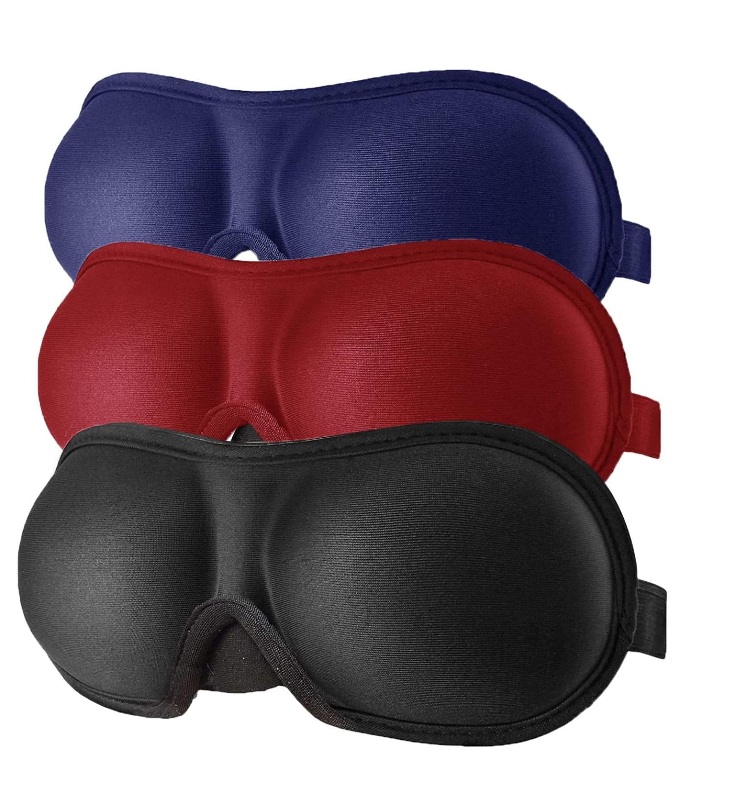 LEEKEN 3D Eye Mask for Women - Machine Washable Sleep Mask Set (Black+Blue+Red) - 3PC Eye Blinder Set - Buy Online on GoSupps.com