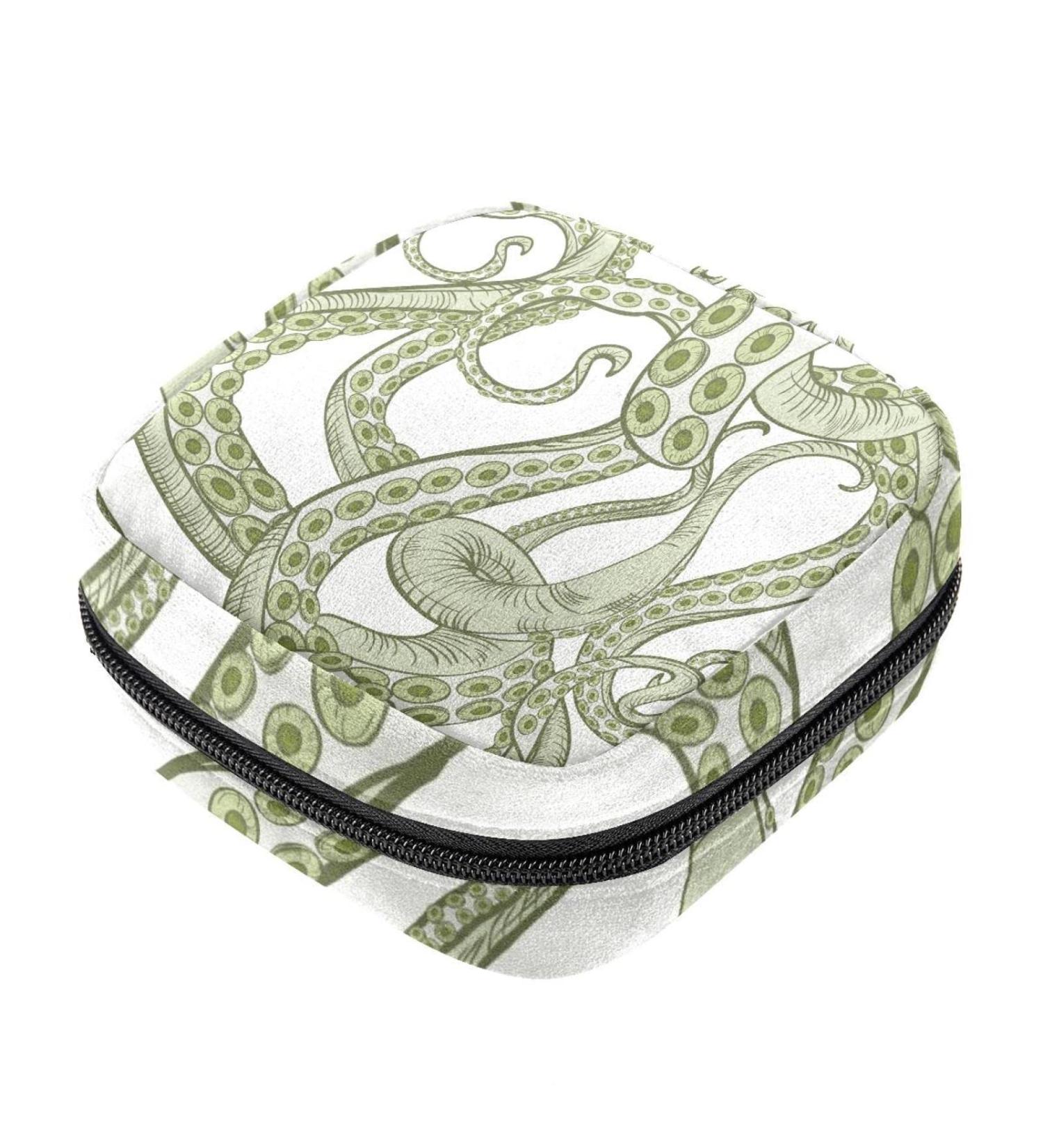 Womens Napkin Storage Pocket - Marine Life Octopus Pattern | Portable Menstrual Cup & Bandage Bags for Girls - Buy Online on GoSupps.com