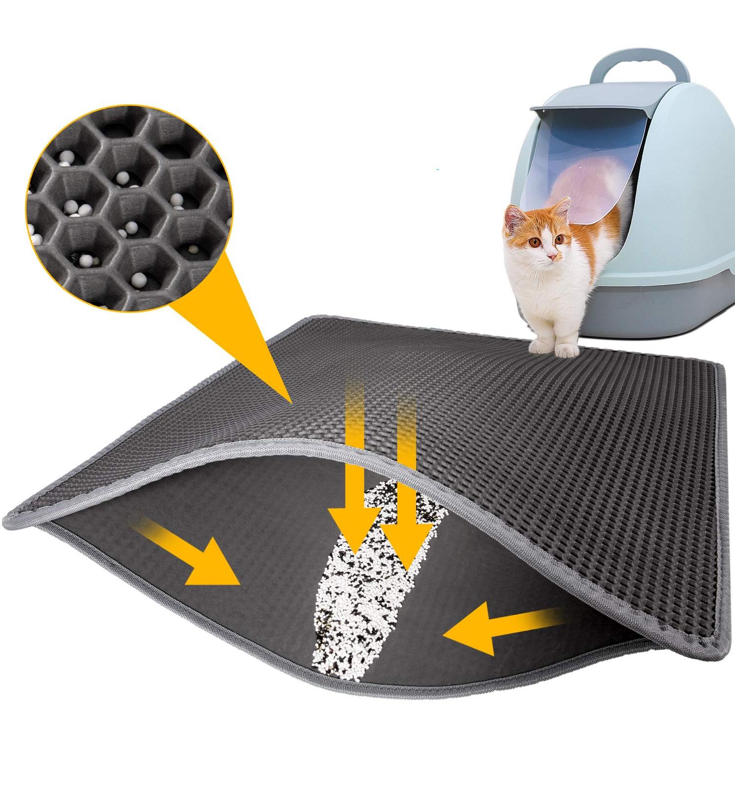 LeToo Cat Litter Mat - Large Waterproof Double Layer Anti-Tracking Kitty Mat - No-Toxic & Washable - Grey 24 x 15 - Buy Online on GoSupps.com