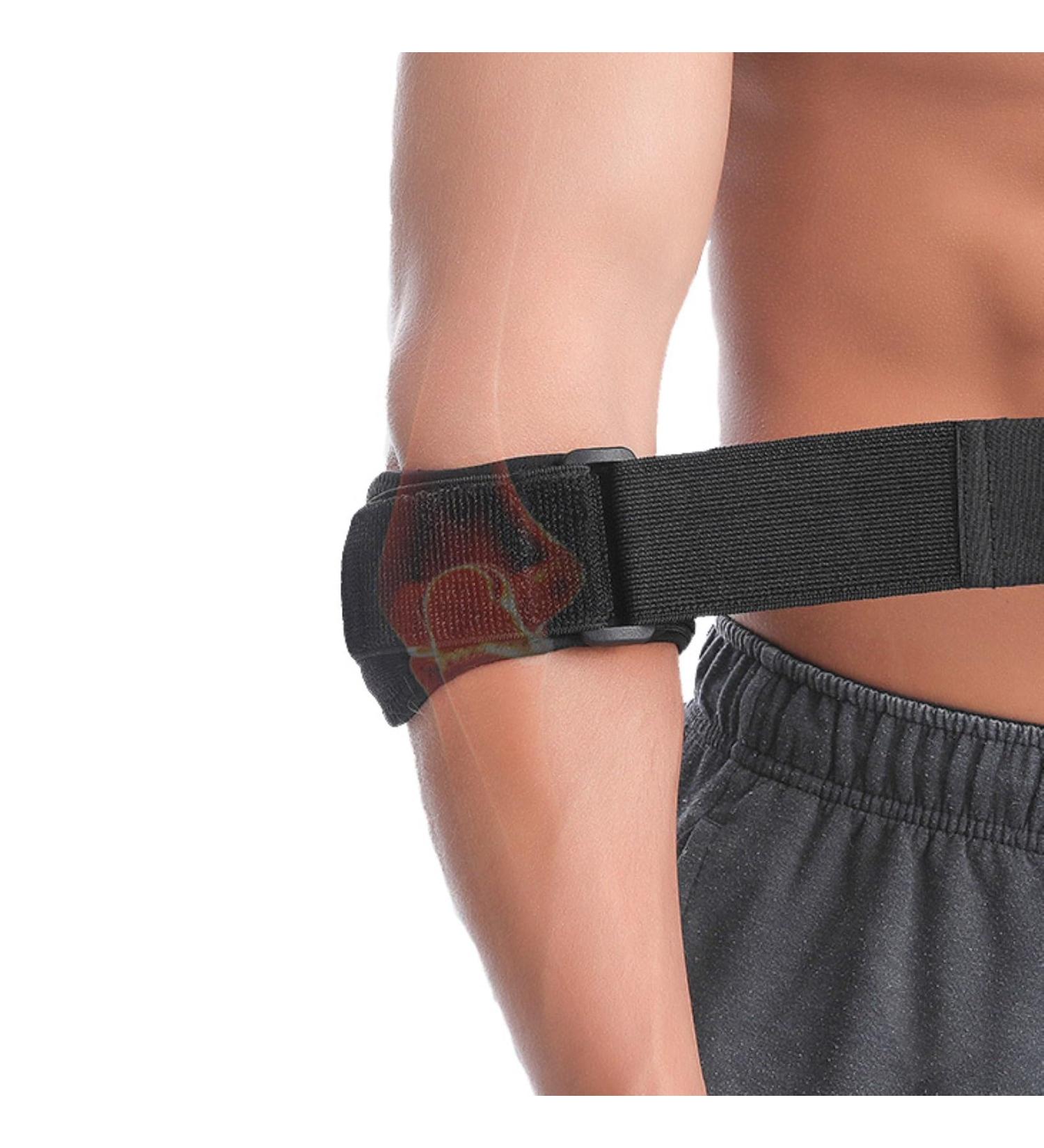 Elbow Brace Support Strap - Forearm Compression Sleeve for Tennis Elbow Relief - Fit Wrap Band for Weightlifting - Unisex 51.5cm Black - Buy Online on GoSupps.com