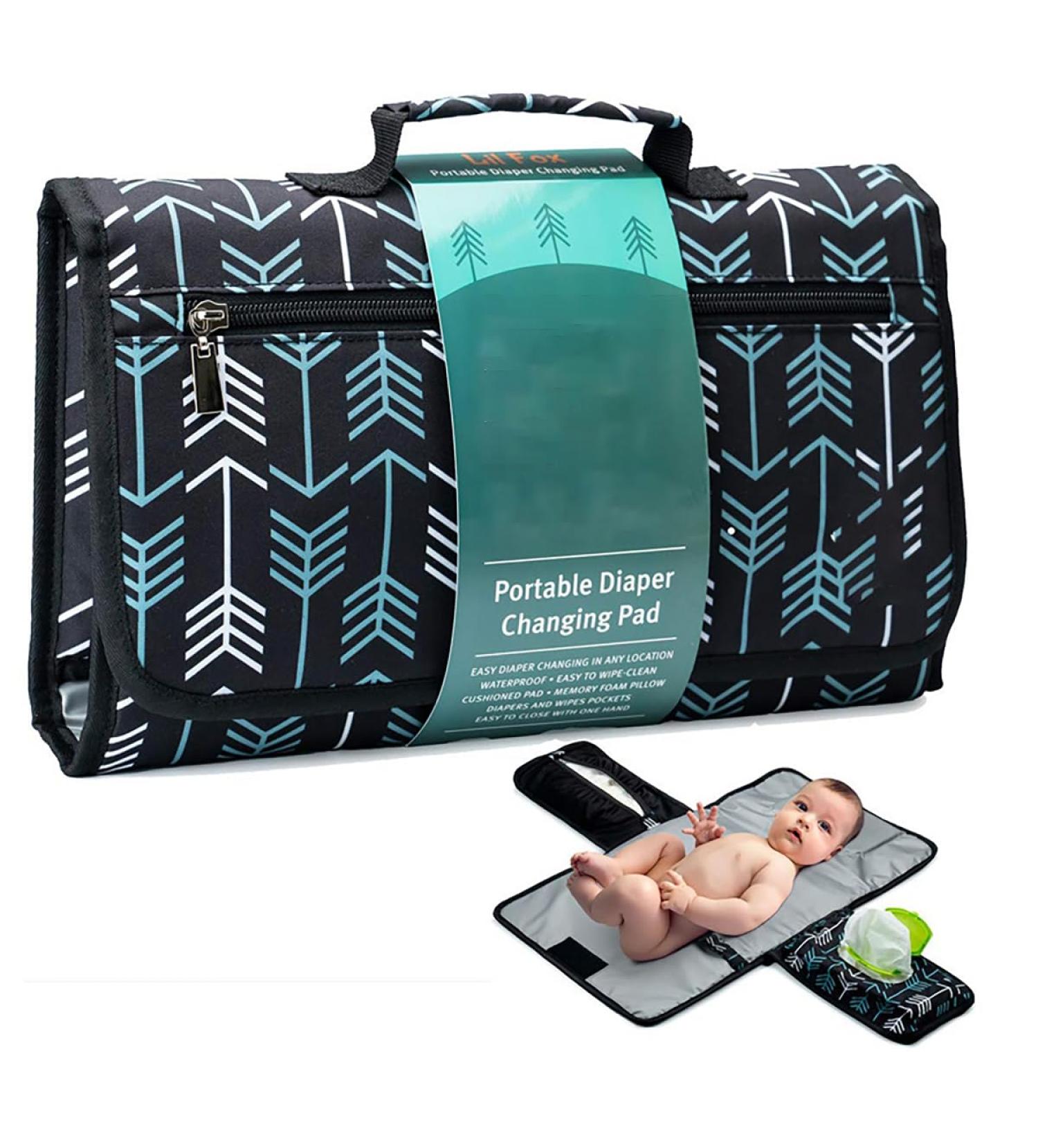 Portable Diaper Pad - Washable & Foldable Baby Changing Pad for On-the-Go - Comfortable Green Arrow Pattern - Buy Online on GoSupps.com
