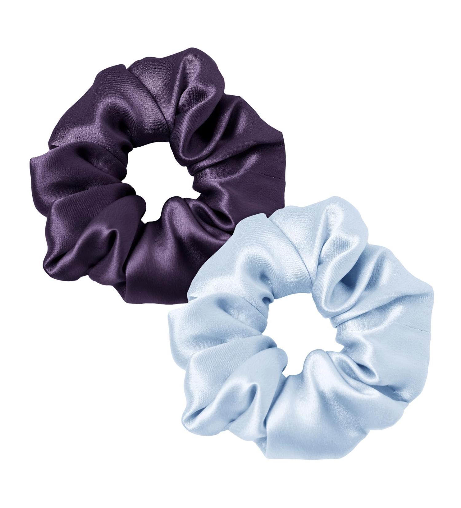 Lilysilk 100% Silk Hair Rings - Premium Ponytail Holders for Women | Reusable Silver Blue & Deep Violet 2-Pack - Buy Online on GoSupps.com