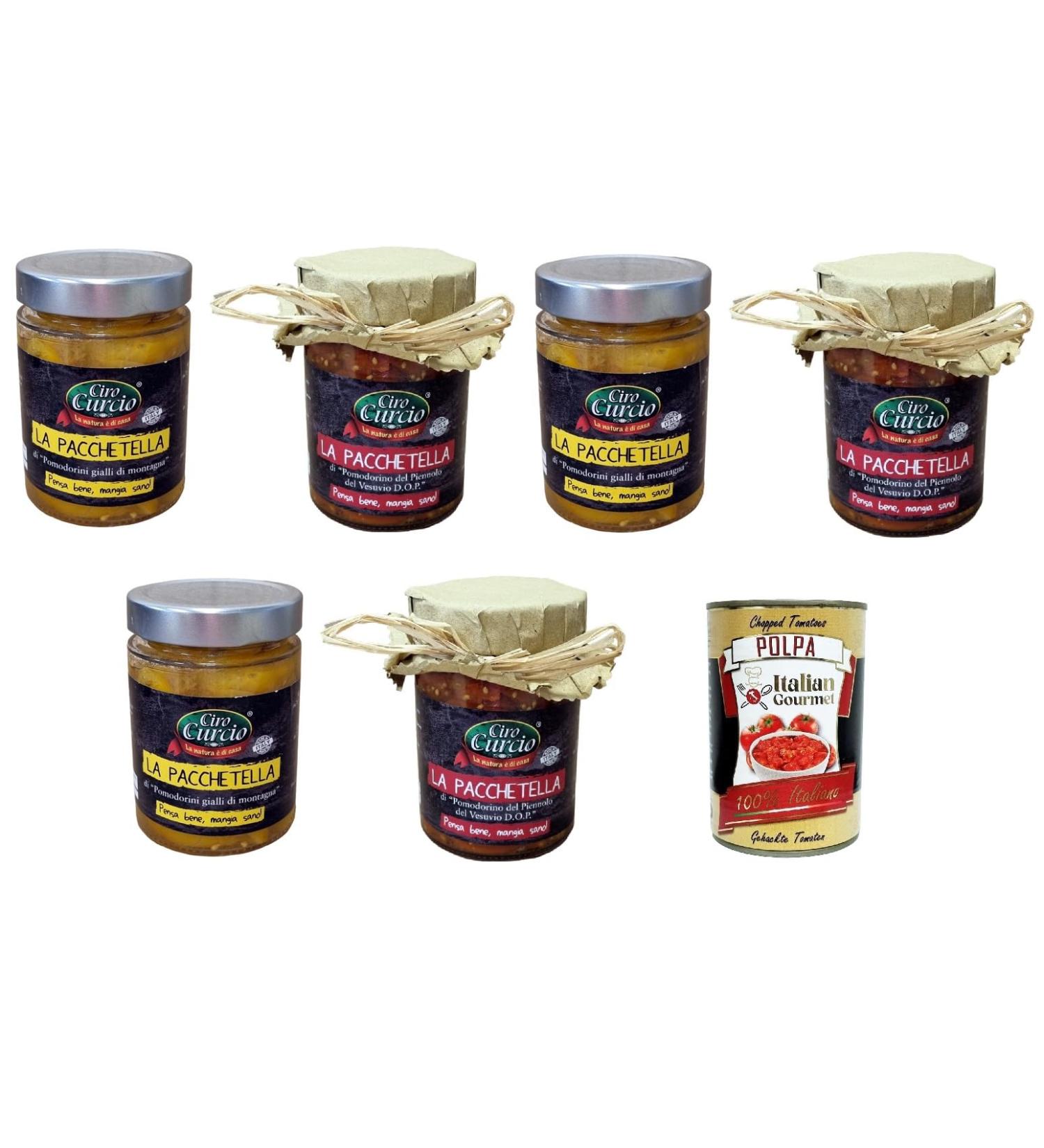  Italian Gourmet E.R. Ciro Curcio THE PACKAGE Lot of 3 Yellow Mountain Tomatoes 370 ml 3 Piennolo del Vesuvio DOP Tomatoes 370 ml + Italian Gourmet Pulp 400 g - Buy Online on GoSupps.com