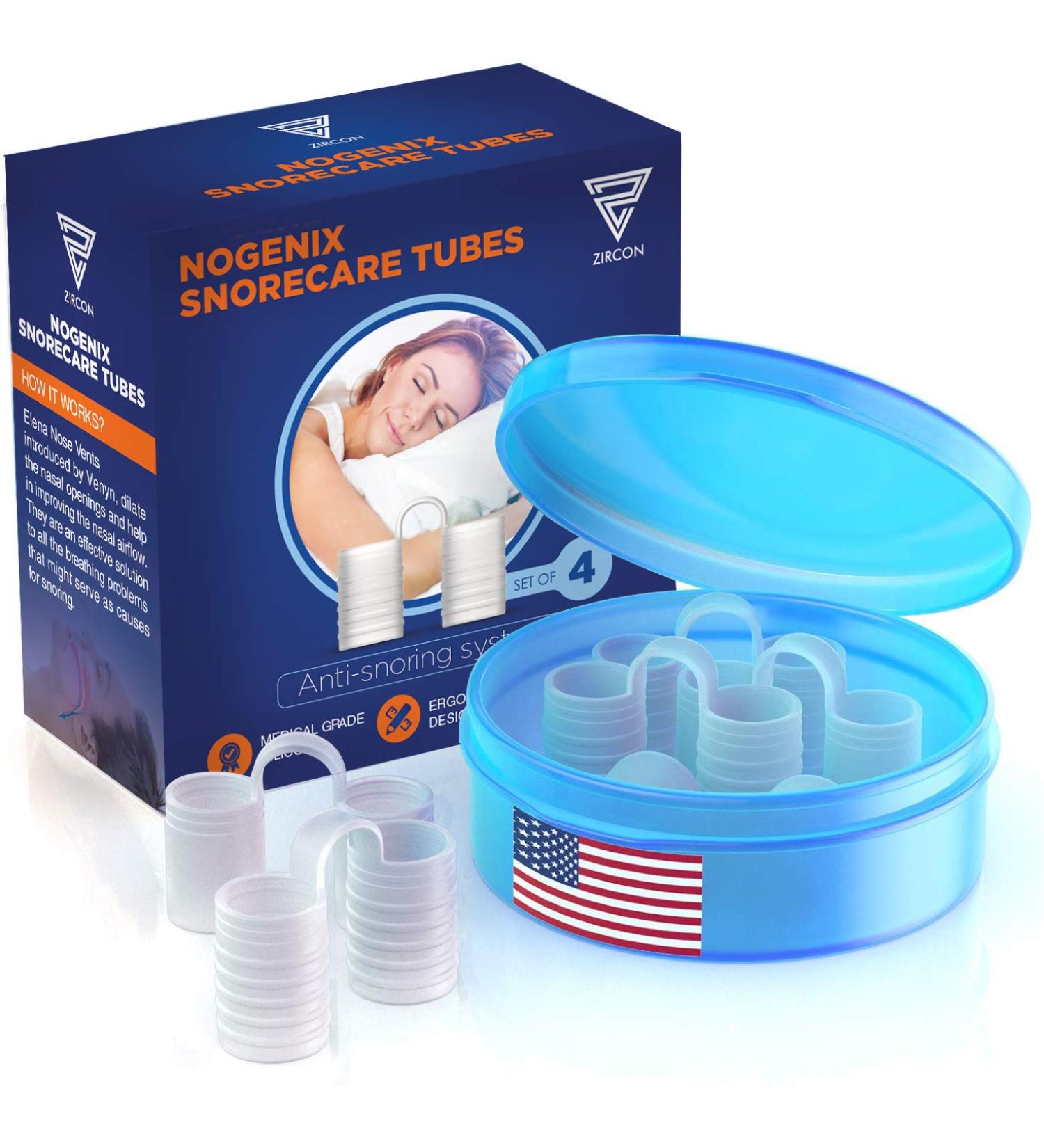 Zircon Set of 4 Nose Vents for Anti Snoring - Advanced Design, Reusable, Travel Case - Improve Breathing, No Side Effects - Buy Online on GoSupps.com