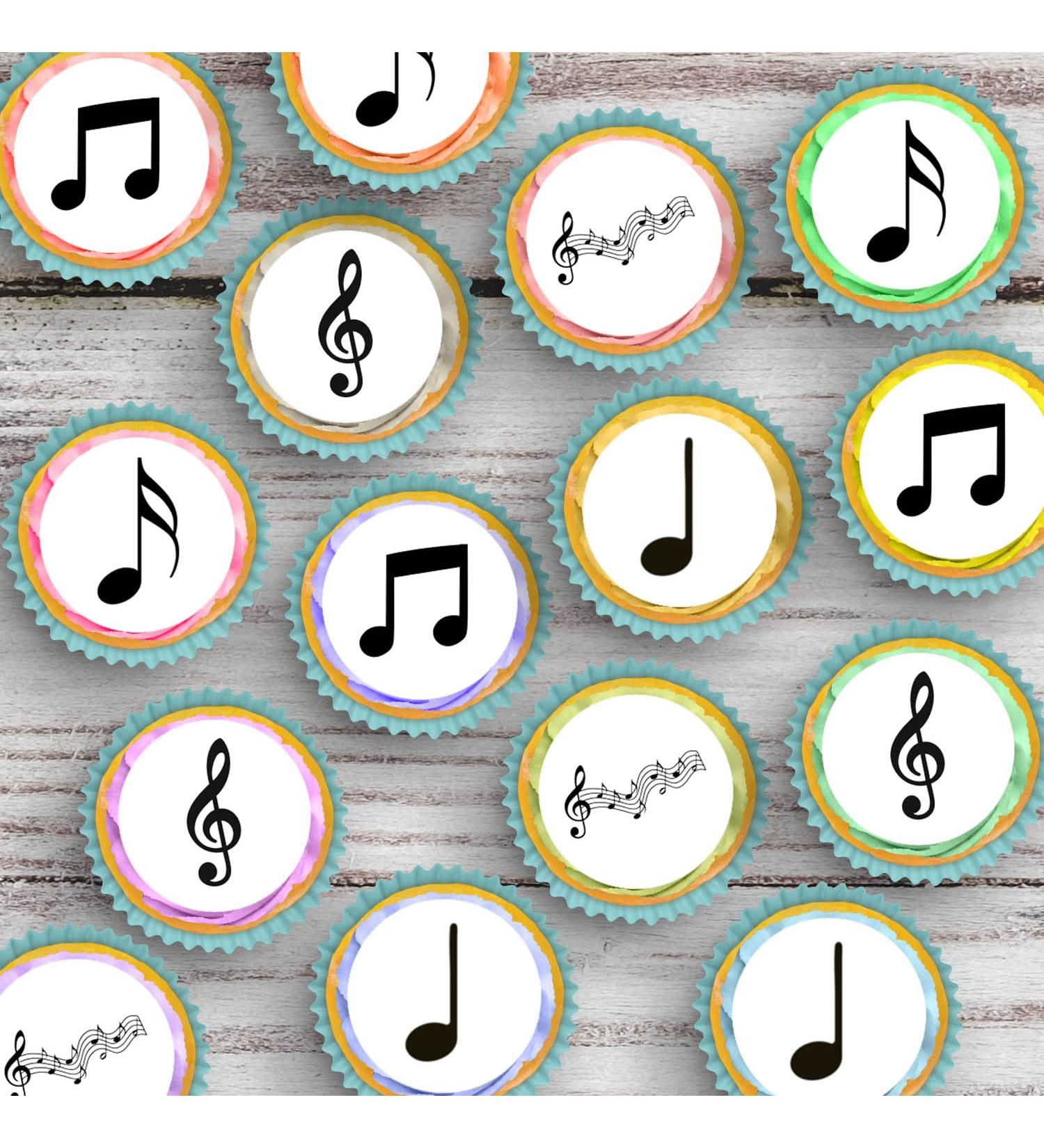 Musical Music Notes Cupcake Toppers Pre Cut Edible Icing Cake Decoration x 20 - Buy Online on GoSupps.com