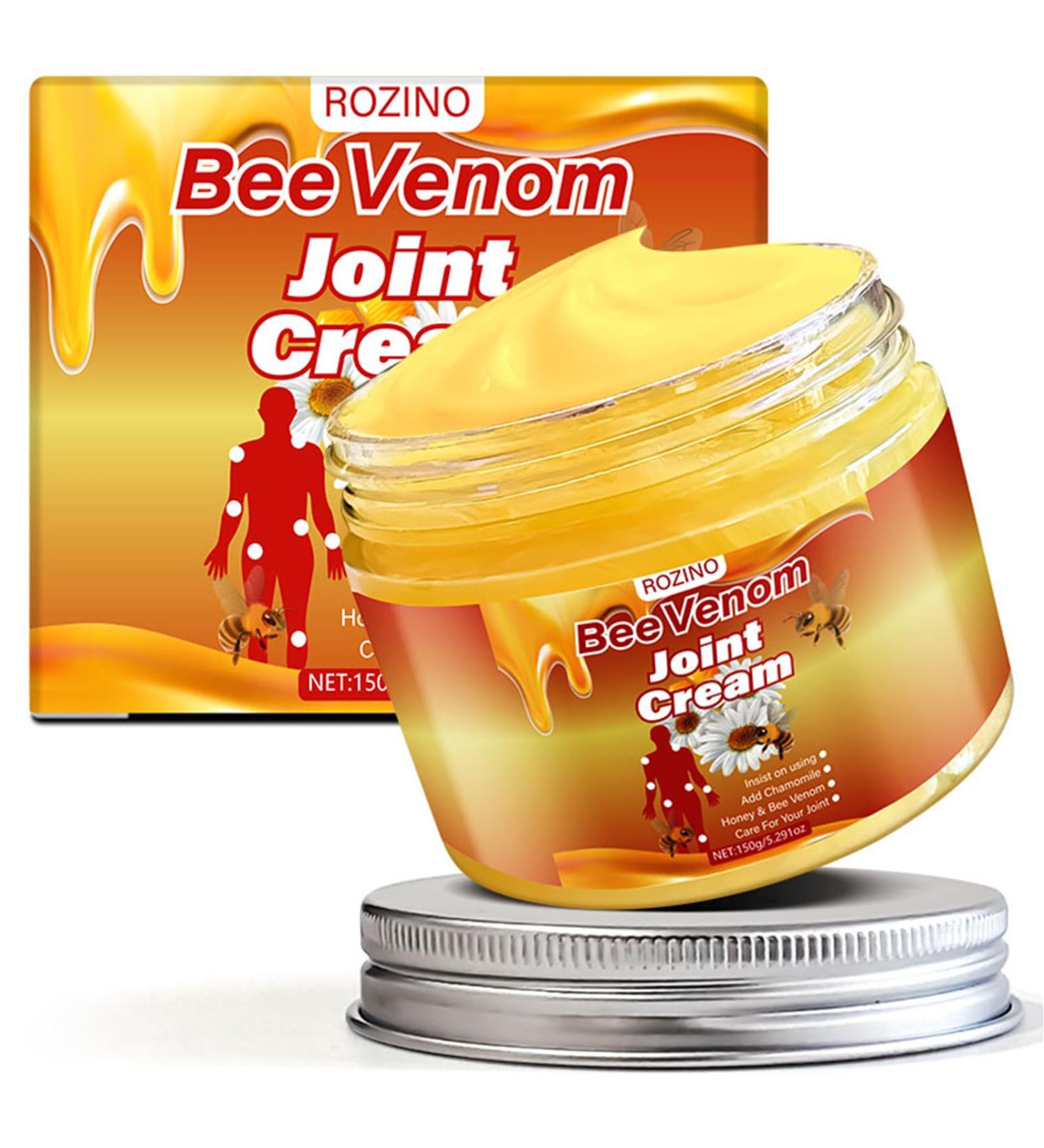Bee Venom Joint Massage Cream with Sunflower Oil & Aloe - Creamy Fast-Absorbing Formula for Knees Elbows Shoulders & HIPS - Non-Greasy Lightweight Moisturizer (1) - Buy Online on GoSupps.com