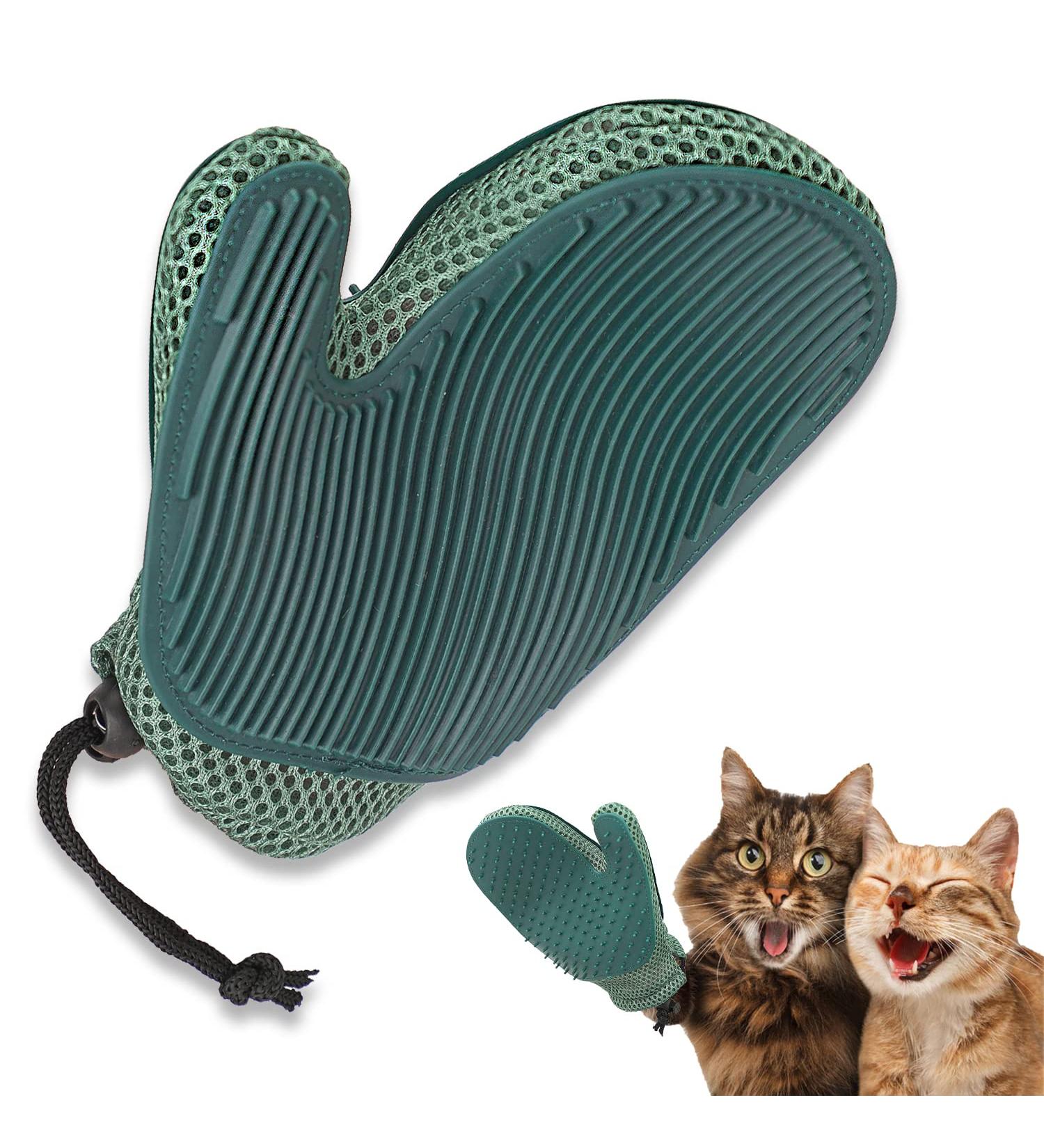 Mollypaws 2 in 1 Pet Hair Remover Glove - Dog & Cat Grooming Brush for Shedding, Massage - Efficient Mitt for Cleaner Clothes, Couch, Carpet - Blue - Buy Online on GoSupps.com