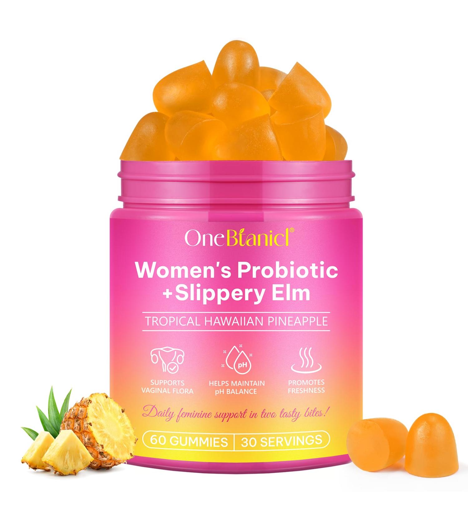 Feminine Probiotics Gummies Vaginal Probiotics for Women Gummies with Slippery Elm Feminine Balance pH for Healthy Odor Improve Immune Support Vaginal Health Natural Pineapple Flavor 60 Count 60 Count (Pack of 1) - Buy Online on GoSupps.com