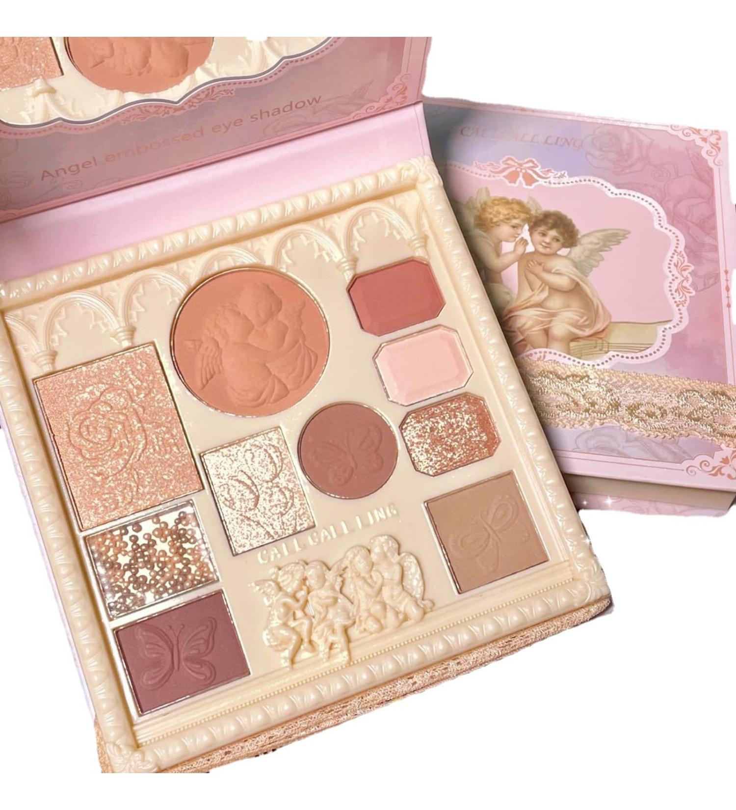 Embossed 10-Color Eyeshadow Palette: Matte & Glitter Shades, Blush & Highlighter - High Pigmented, Natural-Looking Makeup - Buy Online on GoSupps.com