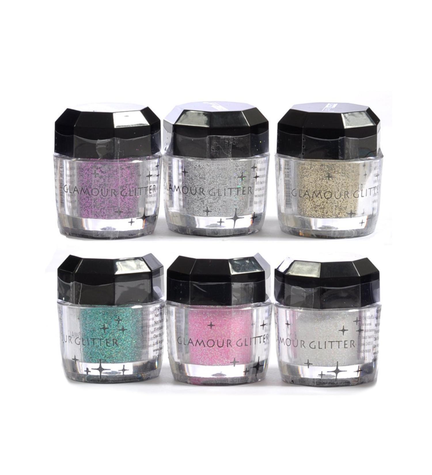 Glomour Glitter For Makeup Eye Shadow Face Nails 6 Pcs