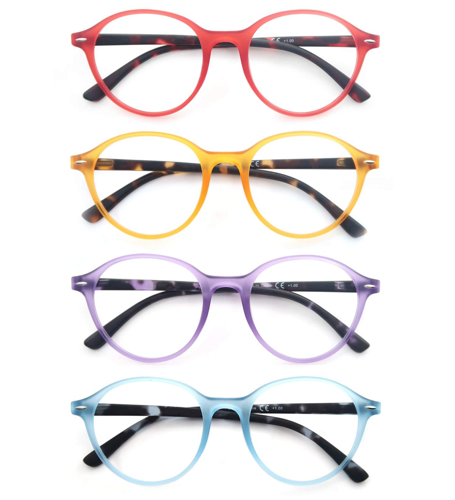 Buy Colorful Round Reading Glasses for Women +2.50 - Lightweight & Stylish 4 Pack with Comfortable Fit | Spring Hinge Cheaters - Buy Online on GoSupps.com