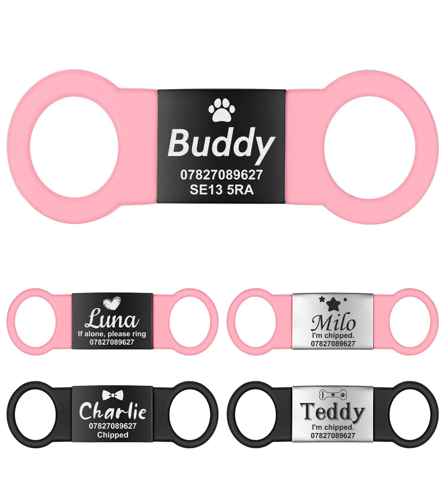 Personalized Gisurey Silent Slide-On Dog Tag - Durable Stainless Steel Pet ID with Engraving for Dogs & Cats - Easy to Read Custom Symbol Included - Buy Online on GoSupps.com