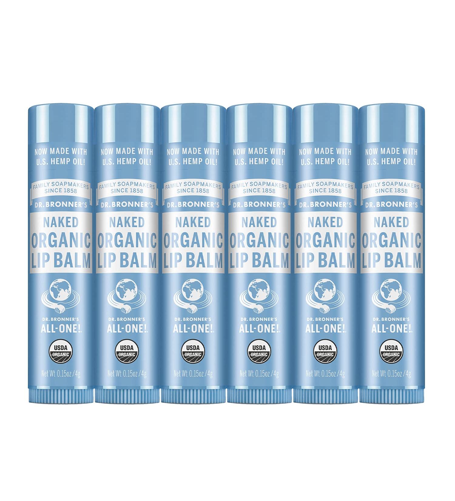 Dr. Bronner's Organic Lip Balm 6-Pack - Unscented with Beeswax, Avocado Oil & Jojoba Oil - for Dry Lips, Hands, Chin or Cheeks - Buy Online on GoSupps.com