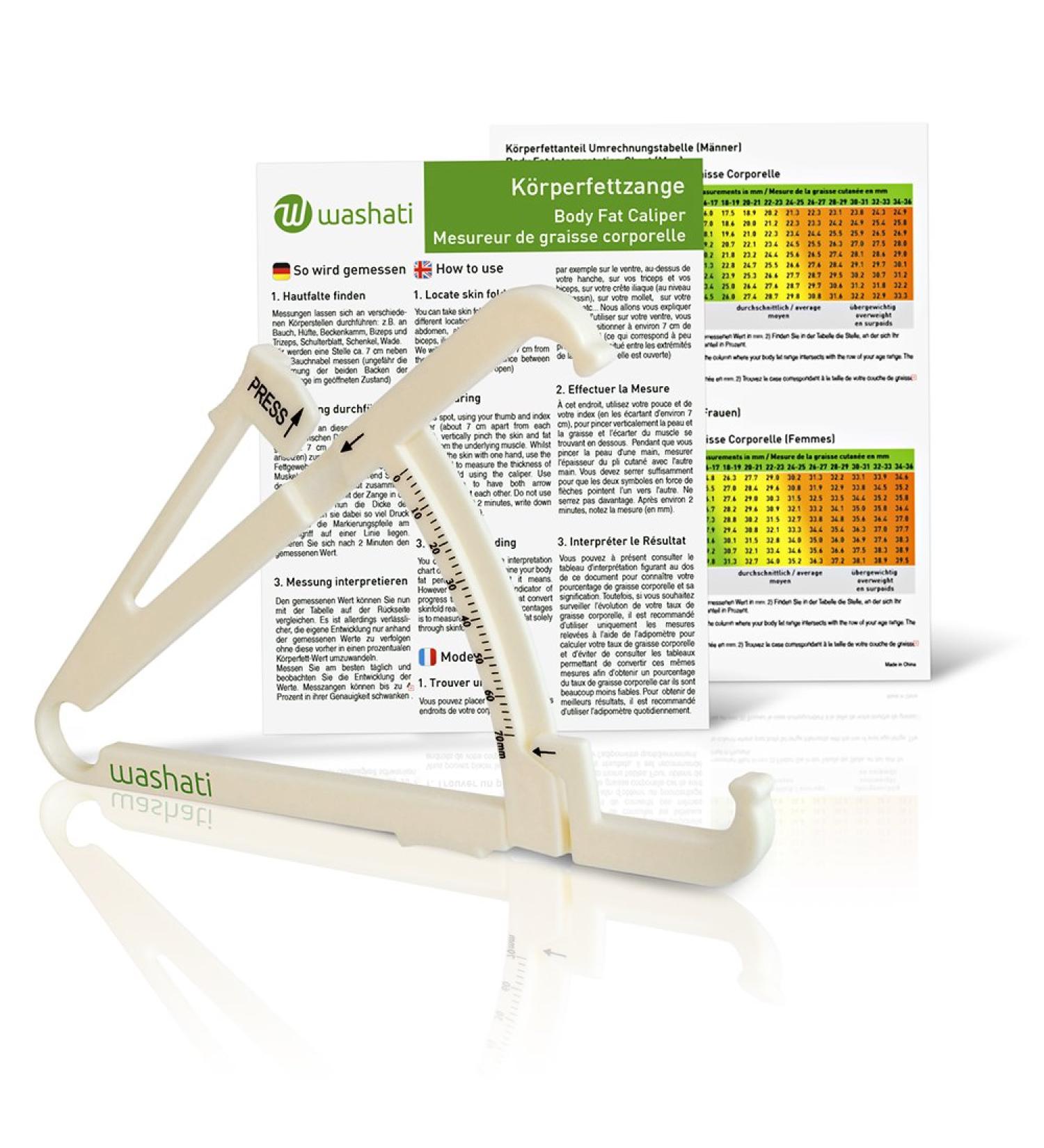Buy Washati Fat Measurement Tongs - Accurate Skin Fold Thickness & Body Fat Measuring Device | Includes Instructions & Conversion Table for International Shipping - Buy Online on GoSupps.com