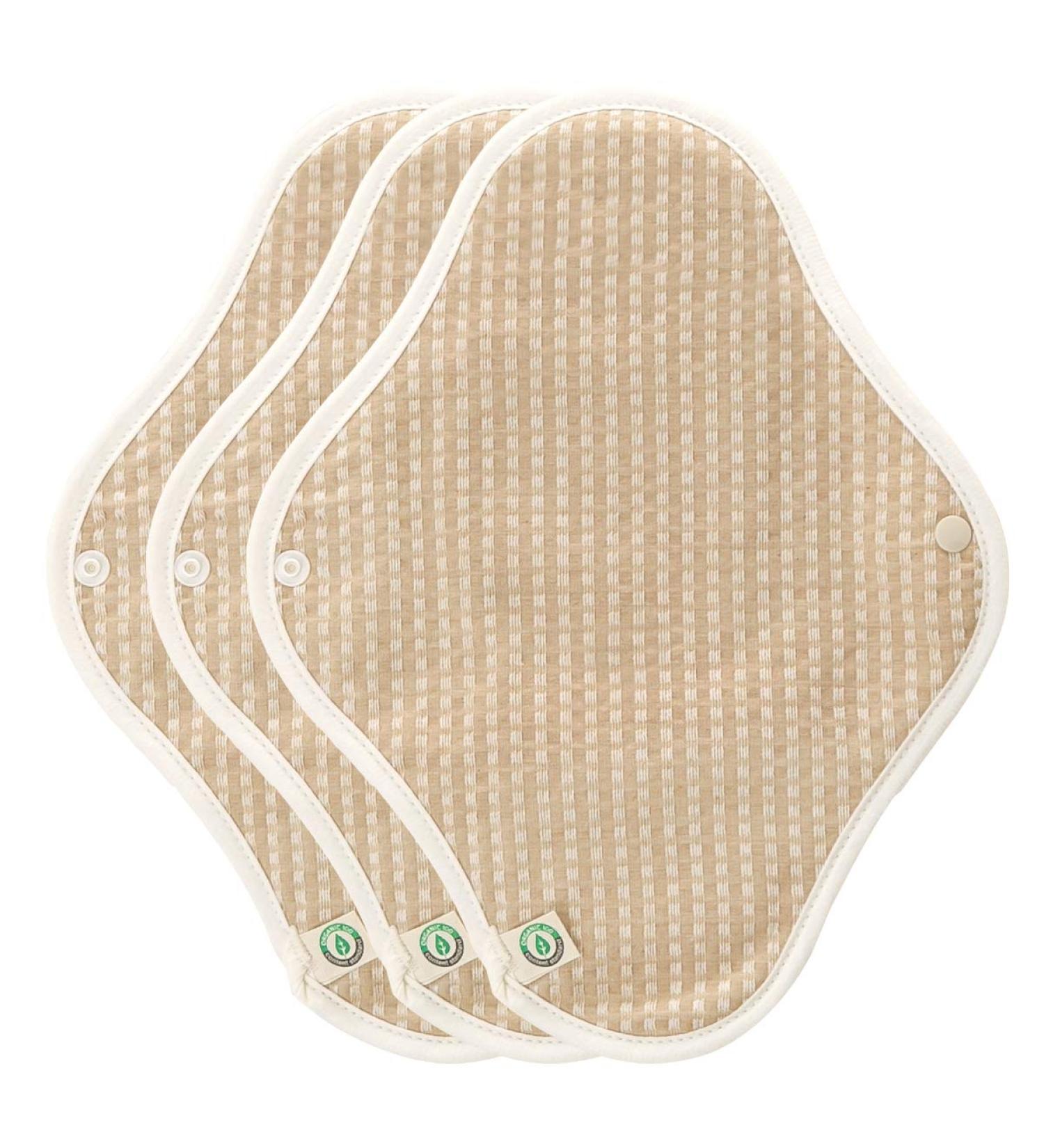 ECO Premium Organic Cotton Cloth Menstrual Pads with Wings - Great Absorption, Leak Prevention, Washable - 3 Pack (Original Brown Day Pad) - Buy Online on GoSupps.com