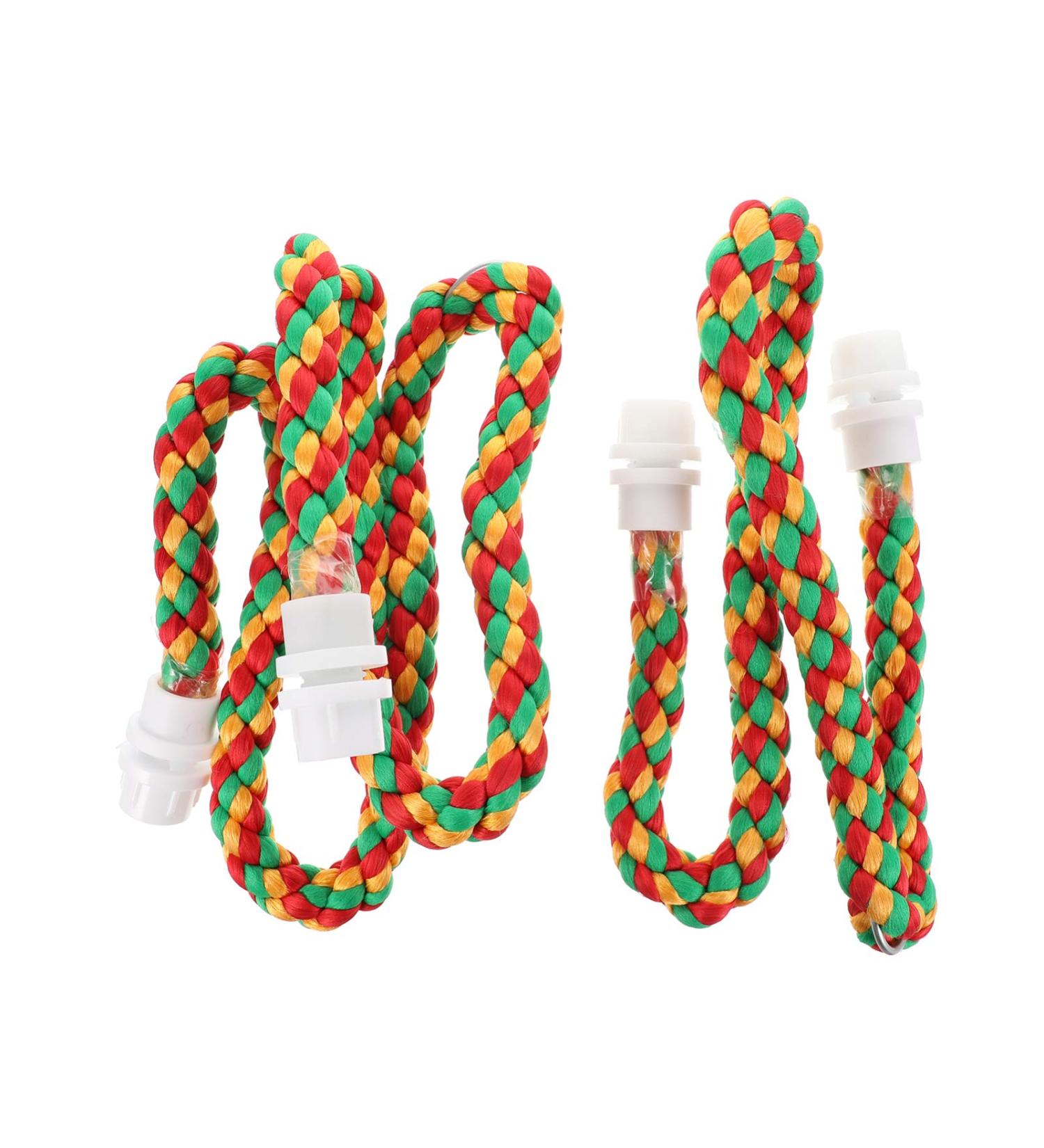 PopetPop 2-Pack Bird Stand - Natural Hood & Spiral Cotton Rope Swing for Parrots & Birds - Durable & Safe Bird Play Equipment - Buy Online on GoSupps.com