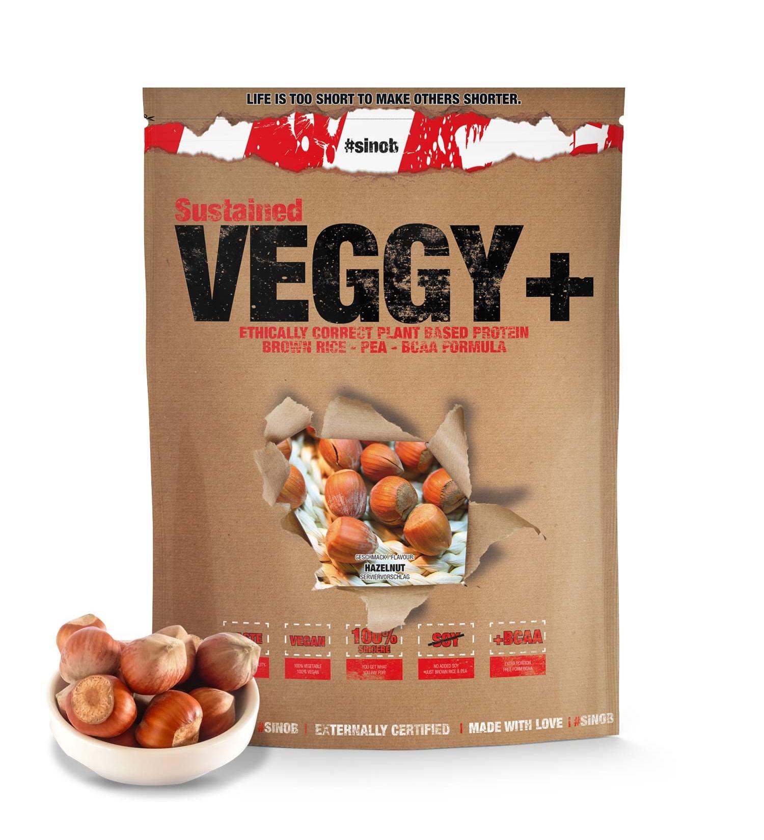 Veggy+ Vegan Protein Powder - Hazelnut Flavor | 900g Rice & Pea Protein with BCAAs | 70% Protein Shake - Buy Online on GoSupps.com