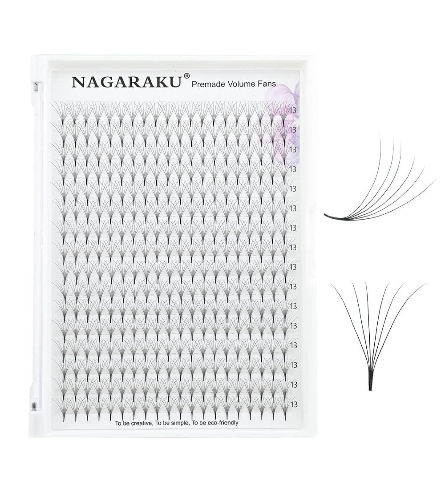 Nagaraku 320pcs Premade Volume Eyelash Extensions - Narrow Stem 6D 0.07mm D Curl 13mm | Artificial Eyelashes for Stunning Looks - Buy Online on GoSupps.com