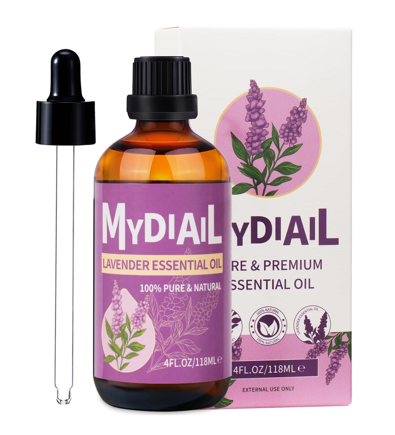Lavender Oil Essential Oil 4oz Natural Lavender Essential Oil for Diffuser Massage Bathing Skin & Hair Care Home Cleaning Candle Making DIY Freshener - 118ML Lavender (MYDIAIL) - Buy Online on GoSupps.com