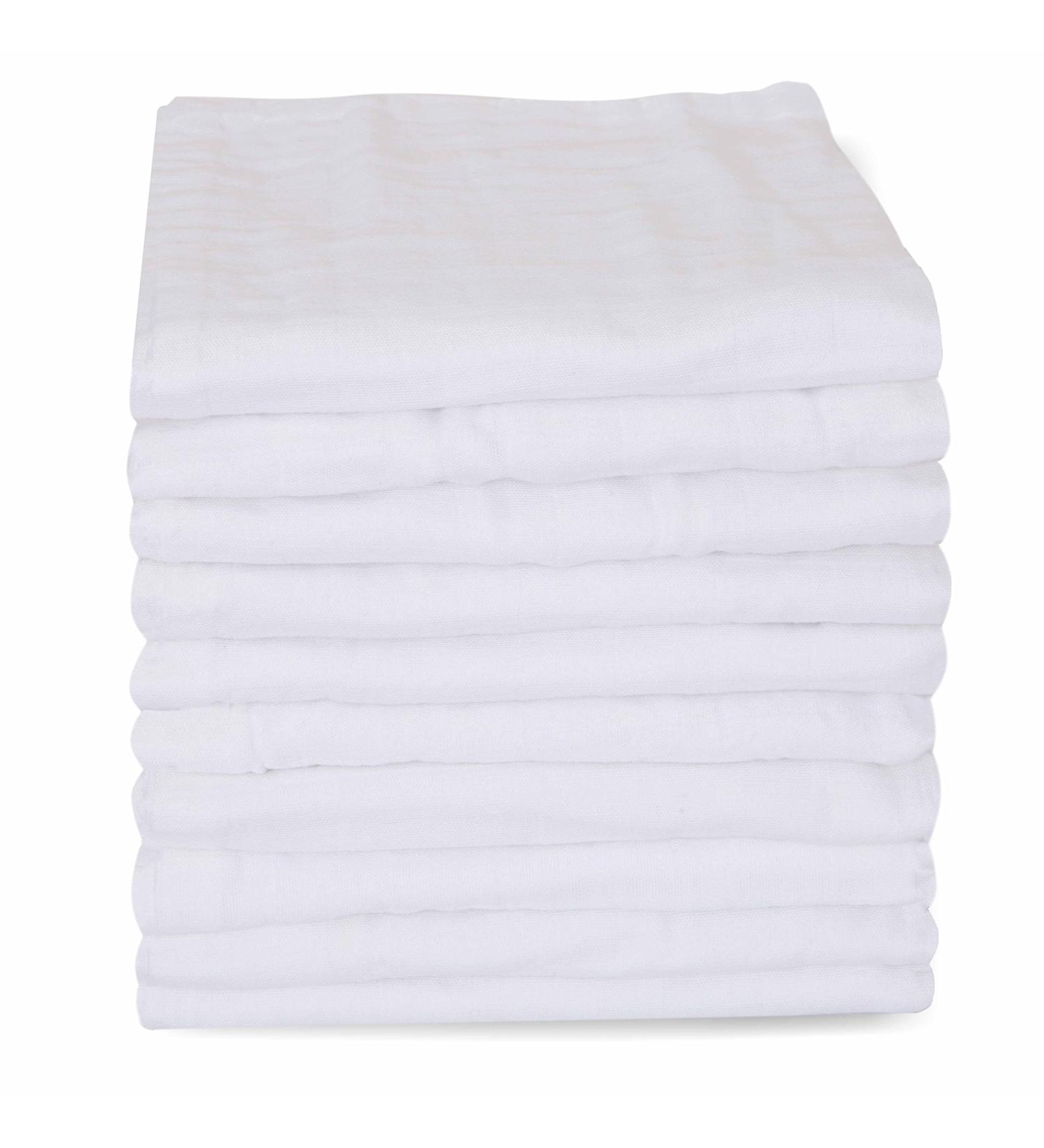WHITEWRAP Muslin Washcloths 12x12 10-Pack - 100% Organic Cotton Soft Baby Towel Set - Buy Online on GoSupps.com