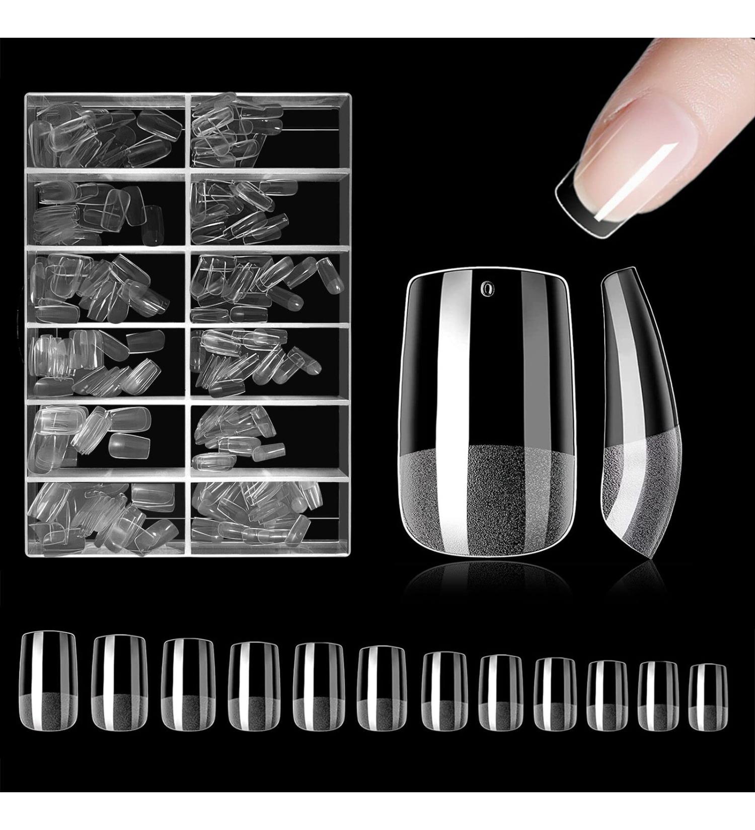 240PCS Short Fake Nails - Half-Matted Manicure Tips 12 Sizes for Beginners & Salons | Square Artificial Nail Set - Buy Online on GoSupps.com