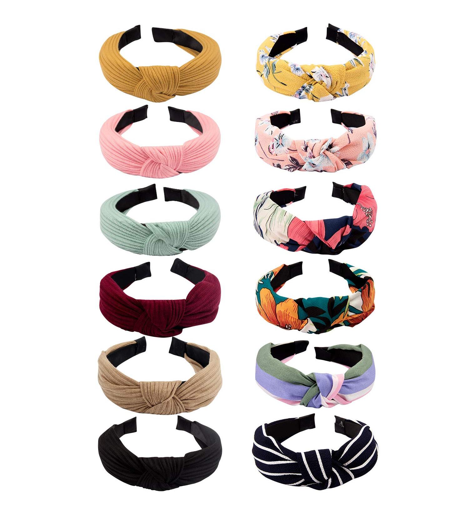 VELSCRUN 12 Pcs Women's Knotted Headbands - Boho Wide Turban Hair Bands - Buy Online on GoSupps.com