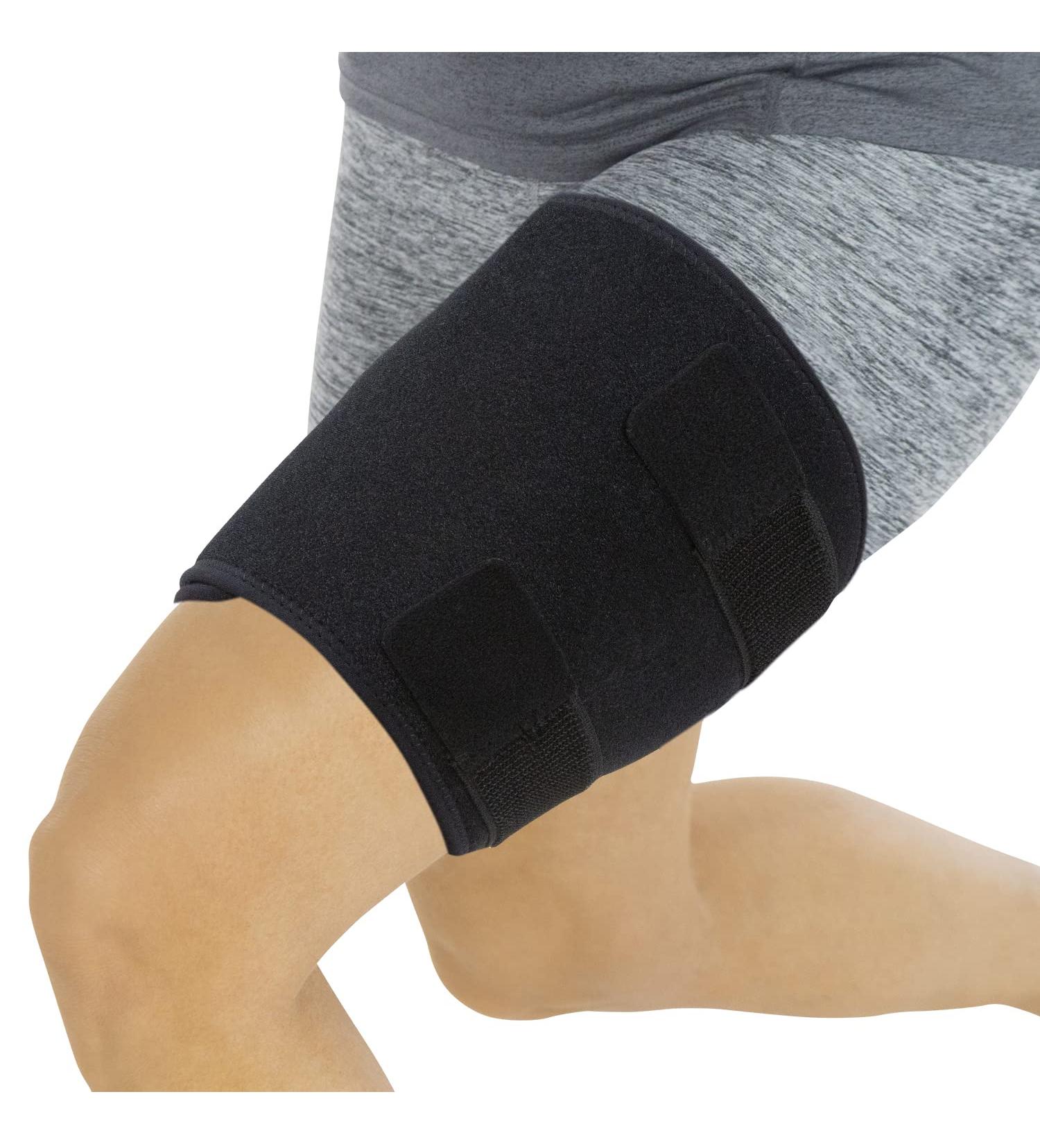 Vive Thigh Brace - Adjustable Compression Sleeve for Hamstring Quad Support - Ideal for Muscle Sprains, Tendinitis, Sciatica, and Sports Recovery - Men Women (Black) - Buy Online on GoSupps.com