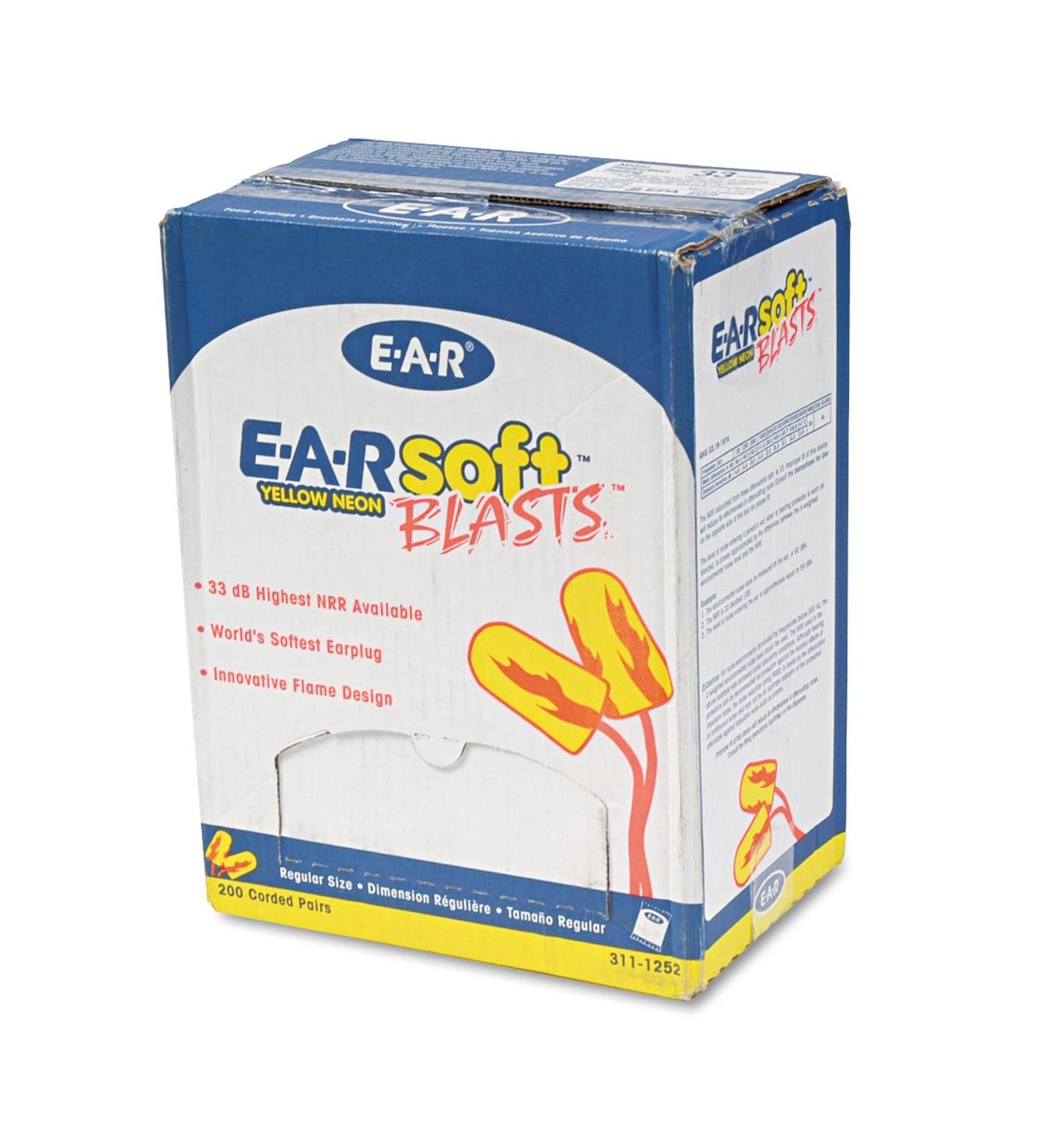 3M E-A-RSOFT Blasts Earplugs - Corded Foam Yellow Neon - 200 Pairs/Box | Best International Shipping - Buy Online on GoSupps.com