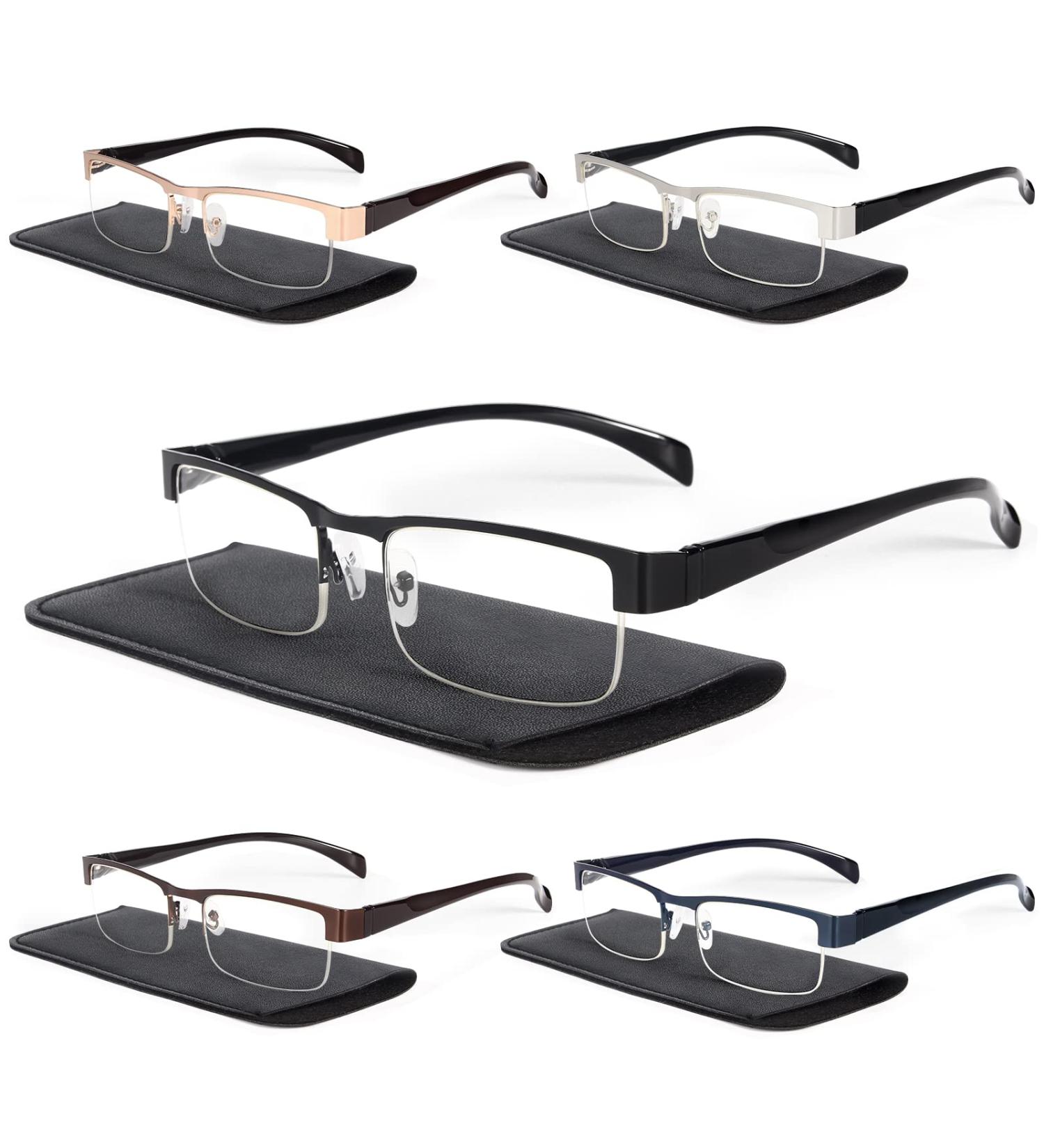 BLS BLUES 5 PACK Men's Costume Eyewear - Stylish 2.5X Metal Frame Reading Glasses for International Shipping - Buy Online on GoSupps.com