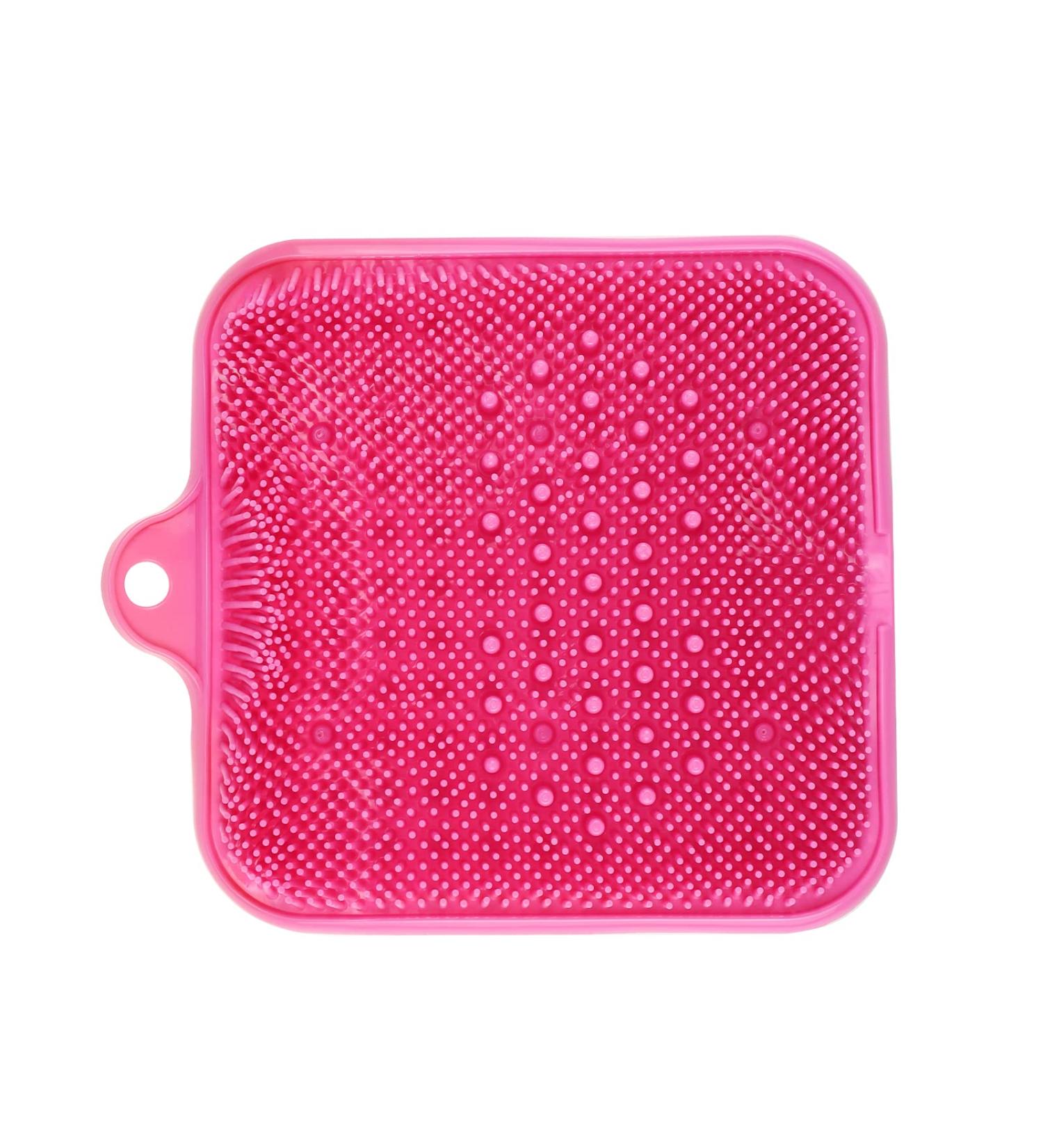 Siwinparts Pink Silicone Foot Scrubber for Shower with Self-Adhesive Hook - Foot Cleaner and Bath Mat for Foot Care - Buy Online on GoSupps.com